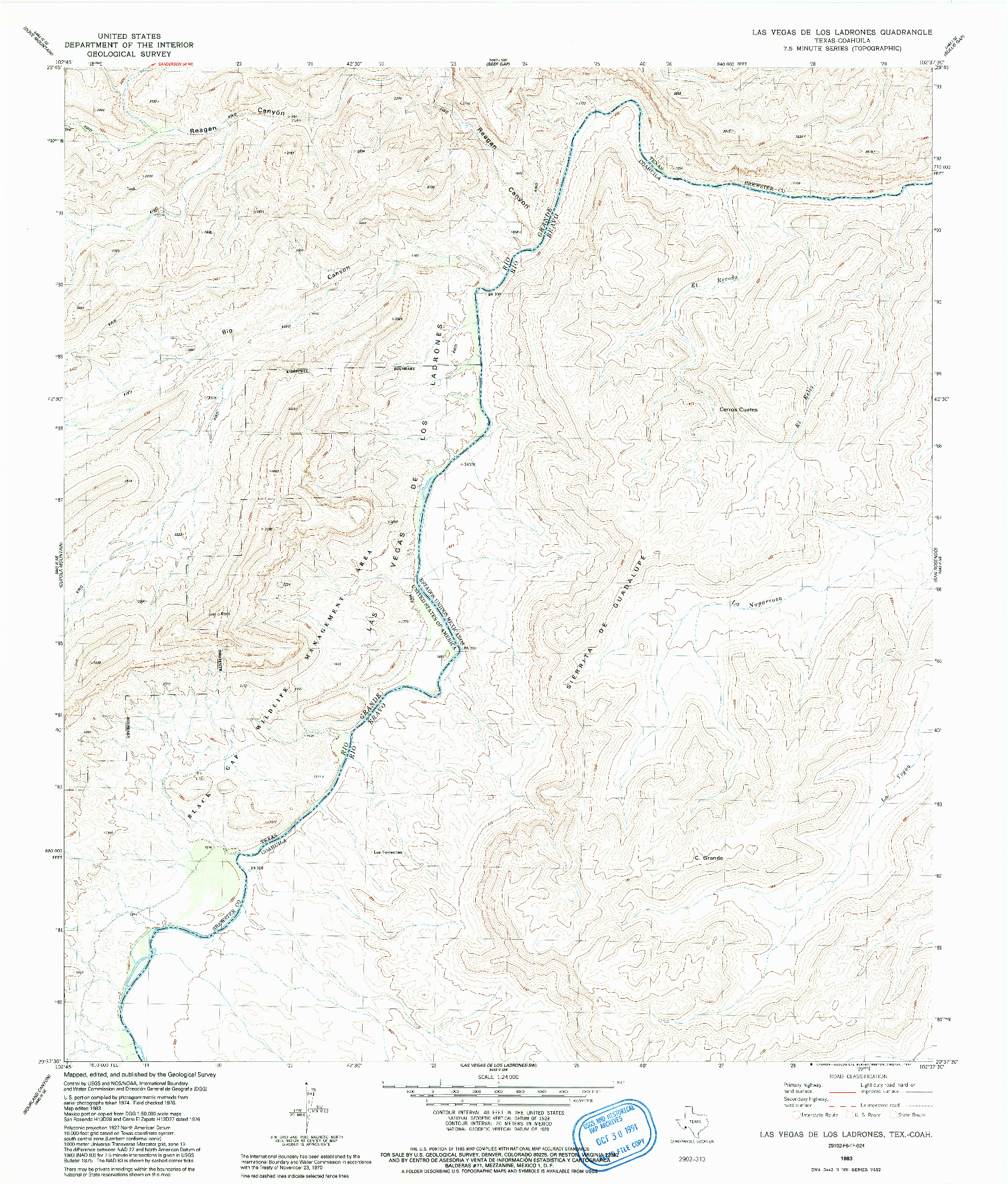 USGS 1:24000-SCALE QUADRANGLE FOR LAS VEGAS DE LOS LADRONES, TX 1983