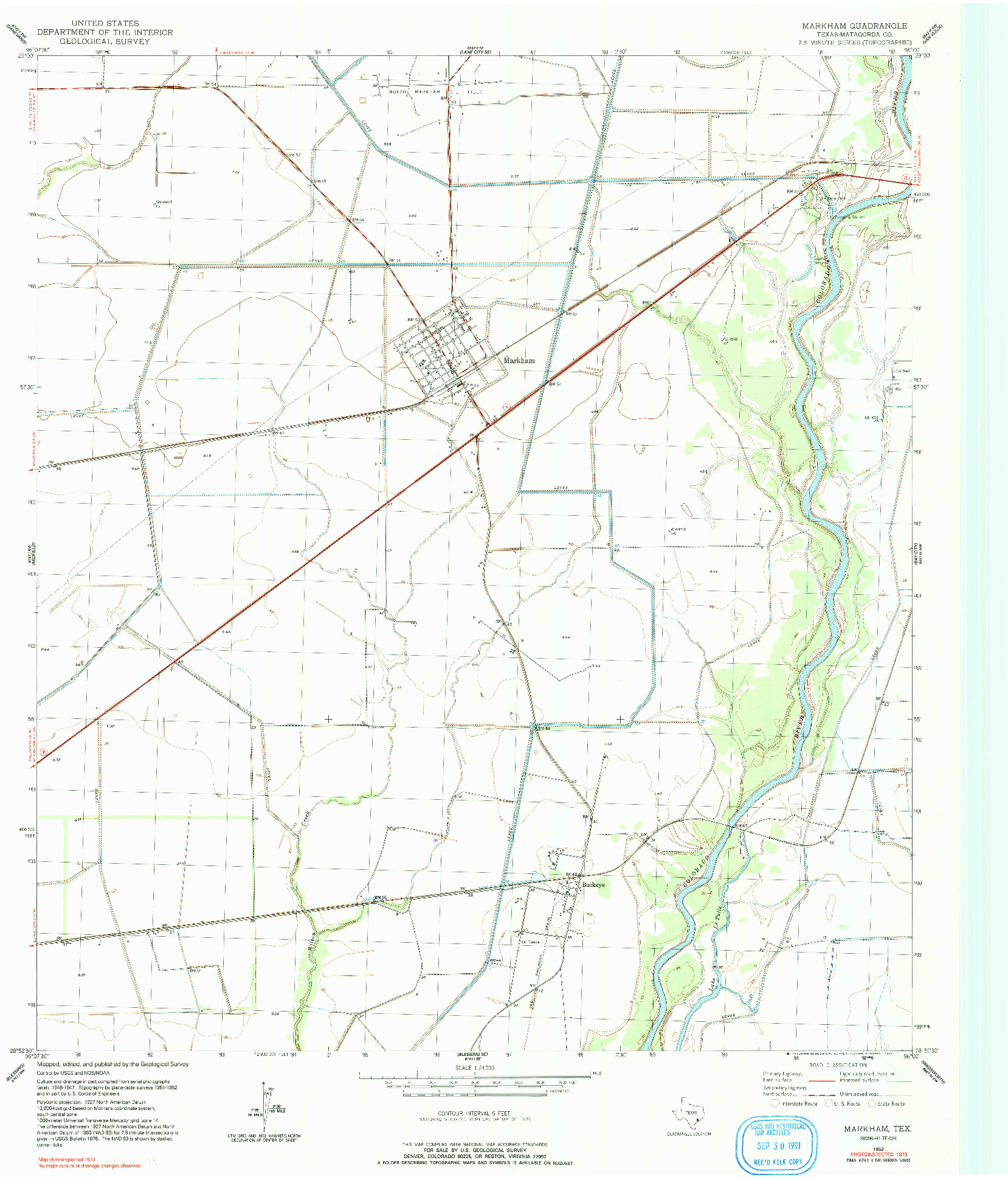 USGS 1:24000-SCALE QUADRANGLE FOR MARKHAM, TX 1952