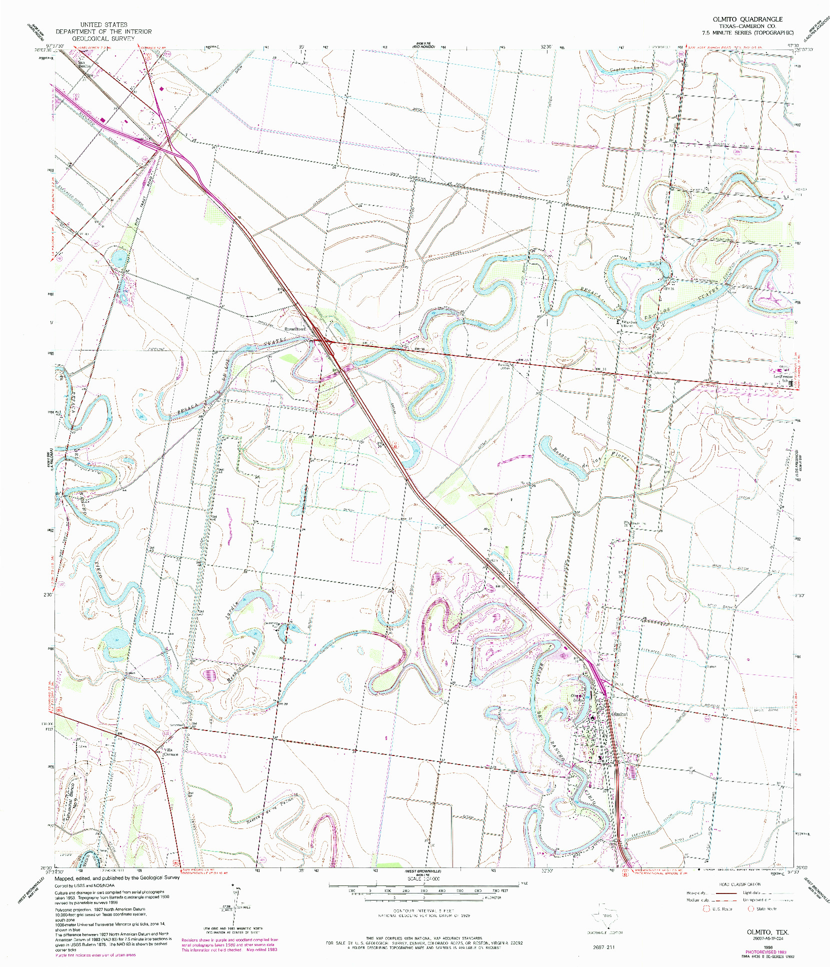 USGS 1:24000-SCALE QUADRANGLE FOR OLMITO, TX 1956