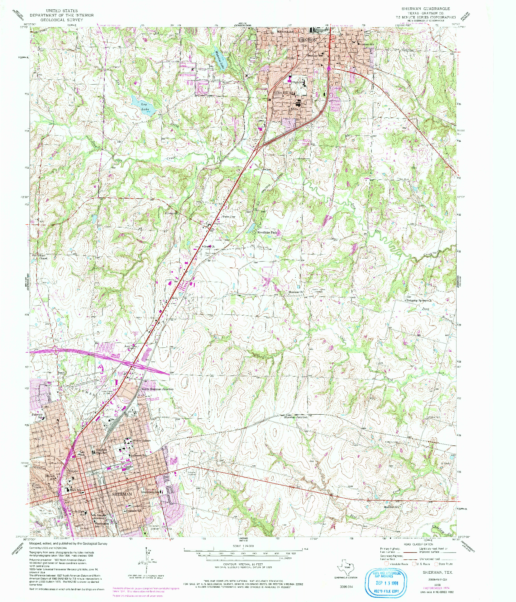 USGS 1:24000-SCALE QUADRANGLE FOR SHERMAN, TX 1958