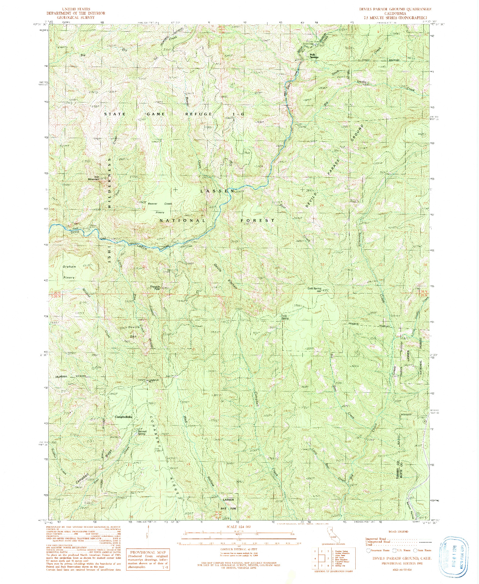 USGS 1:24000-SCALE QUADRANGLE FOR DEVILS PARADE GROUND, CA 1991