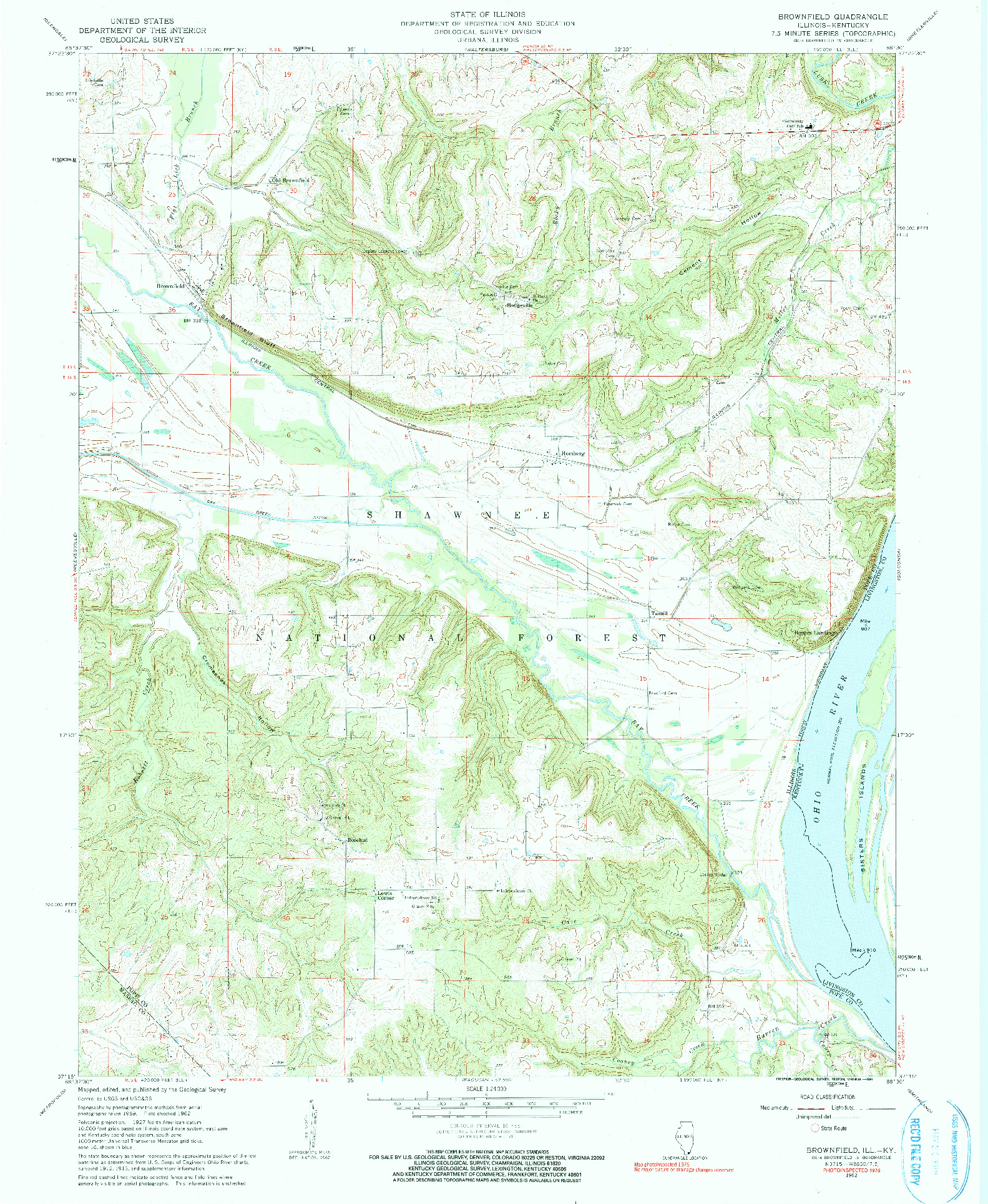 USGS 1:24000-SCALE QUADRANGLE FOR BROWNFIELD, IL 1962