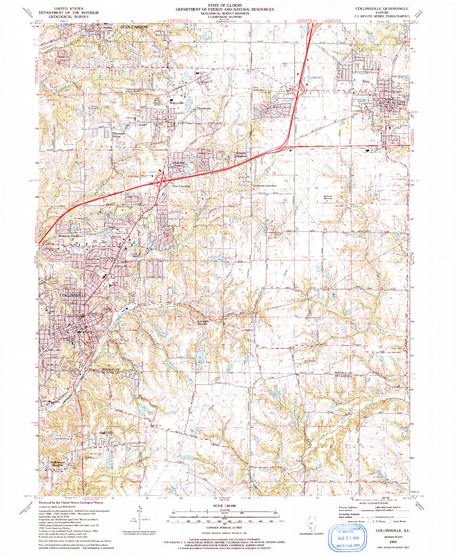USGS 1:24000-SCALE QUADRANGLE FOR COLLINSVILLE, IL 1991