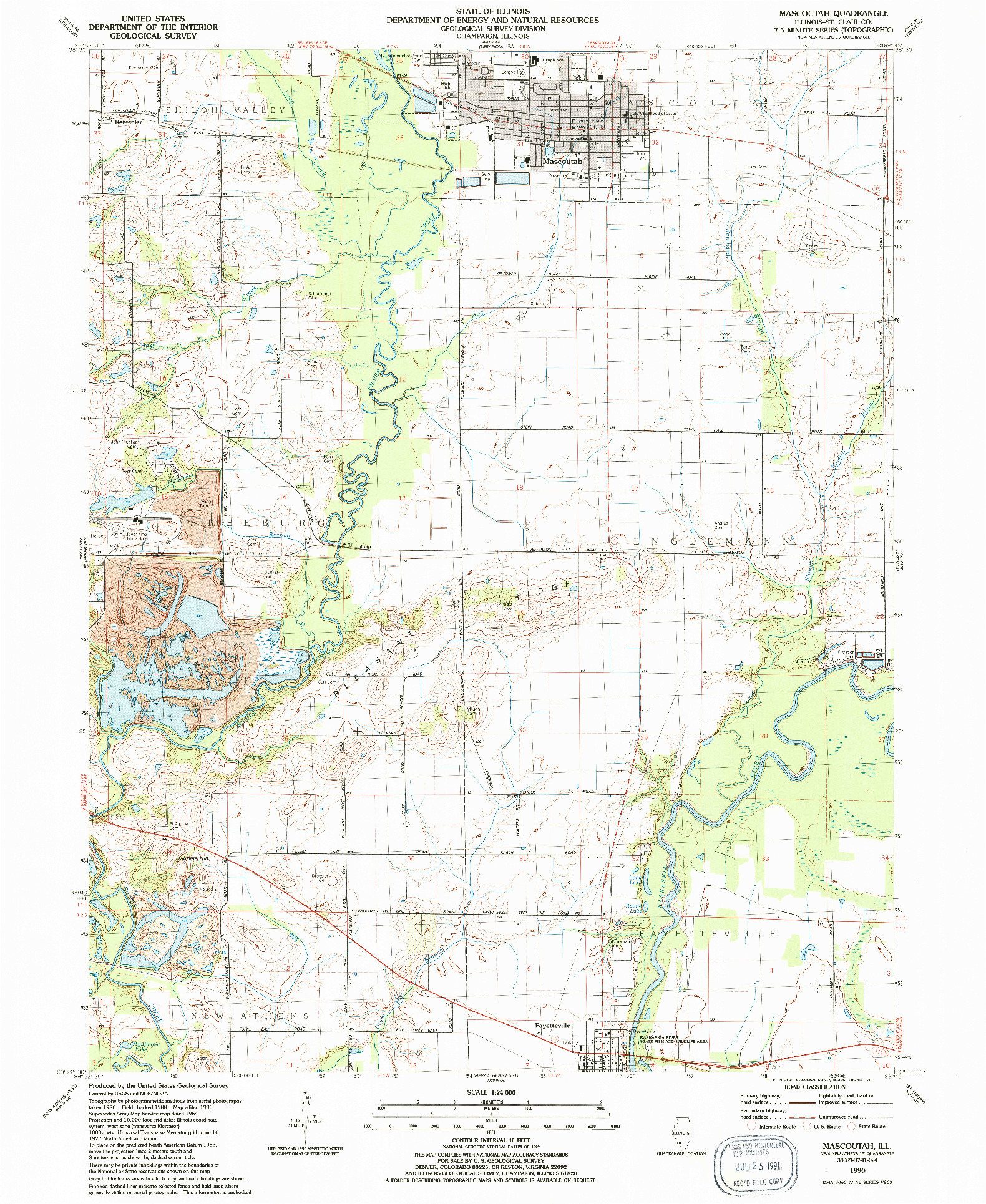 USGS 1:24000-SCALE QUADRANGLE FOR MASCOUTAH, IL 1990