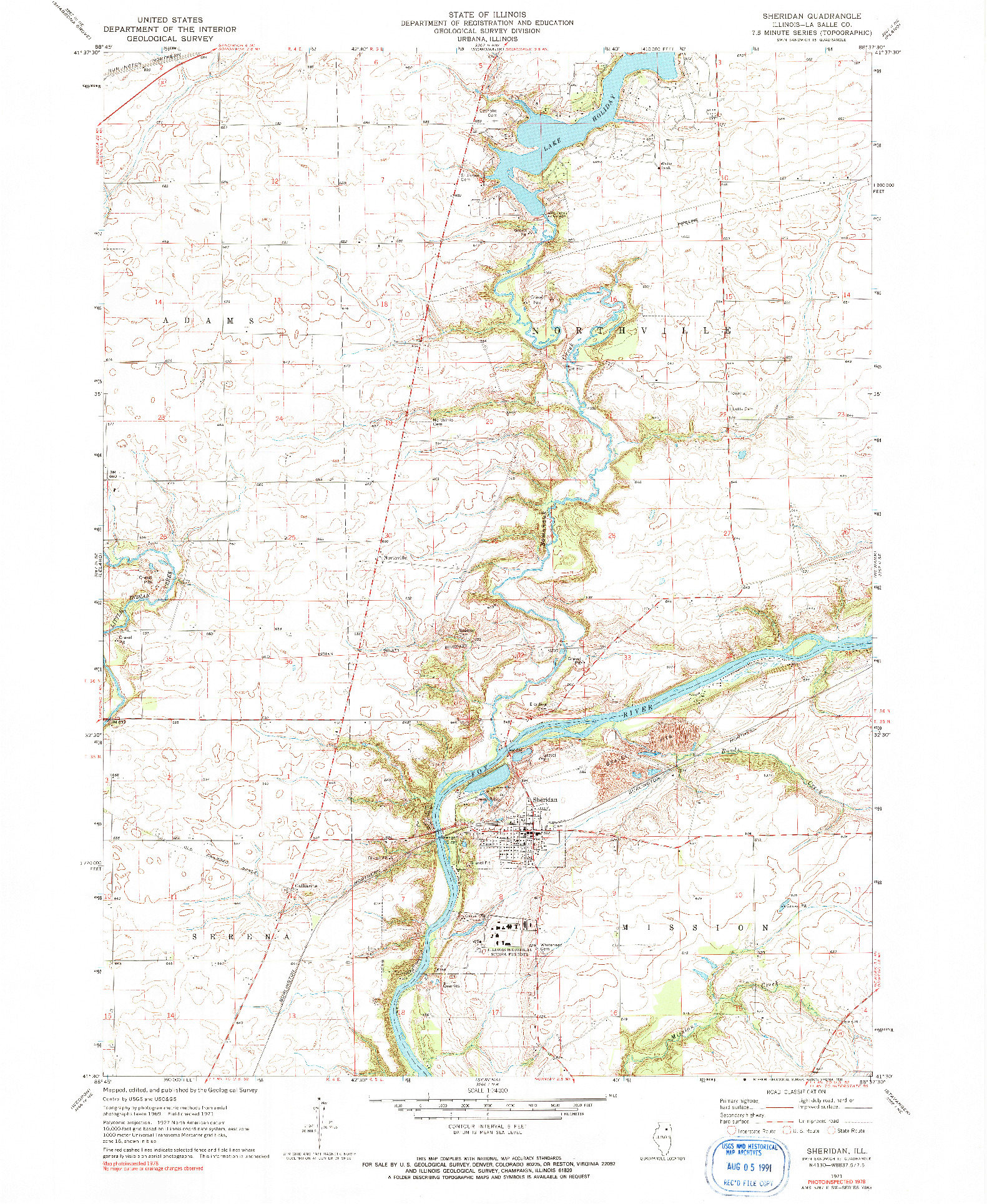 USGS 1:24000-SCALE QUADRANGLE FOR SHERIDAN, IL 1971