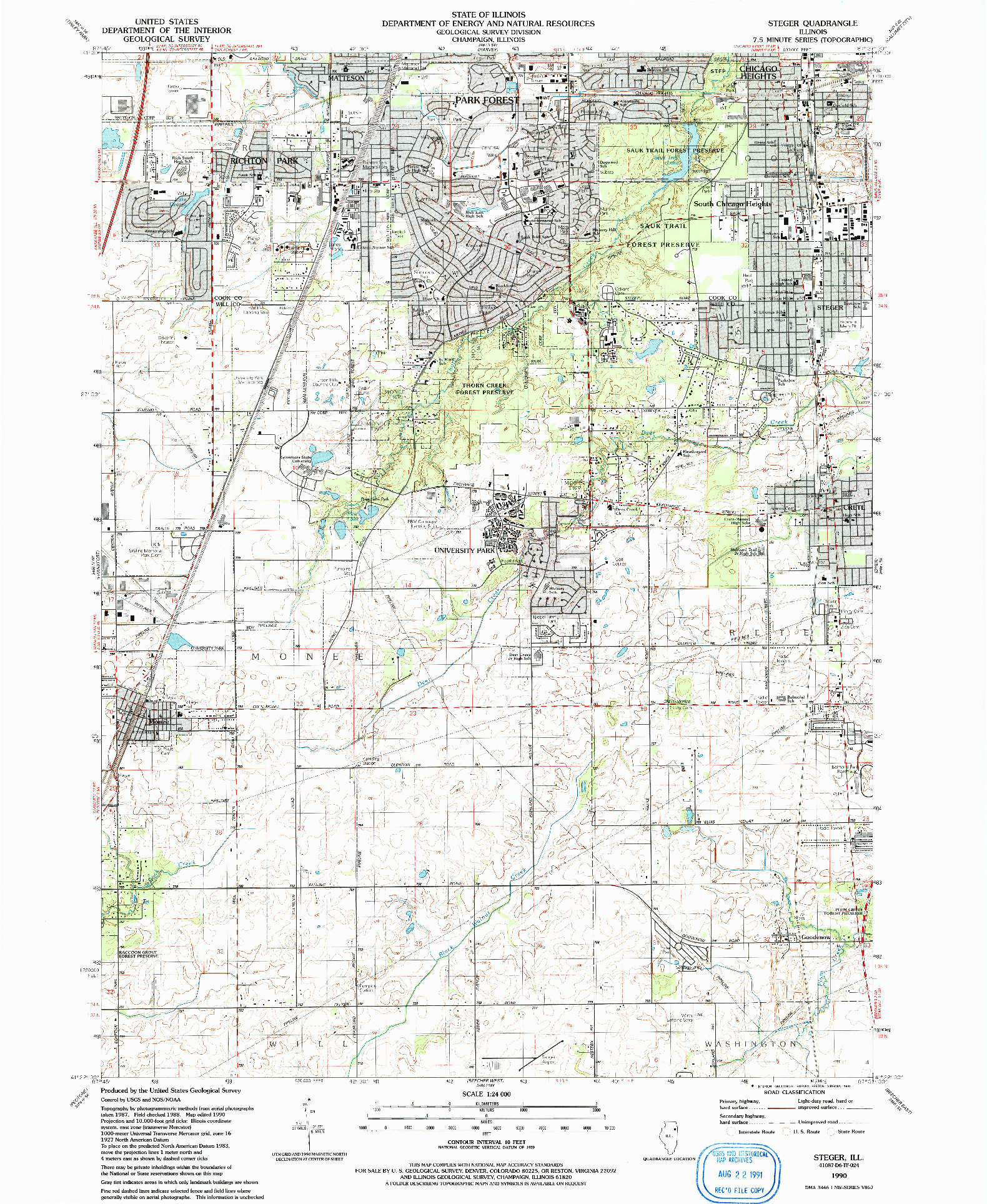 USGS 1:24000-SCALE QUADRANGLE FOR STEGER, IL 1990