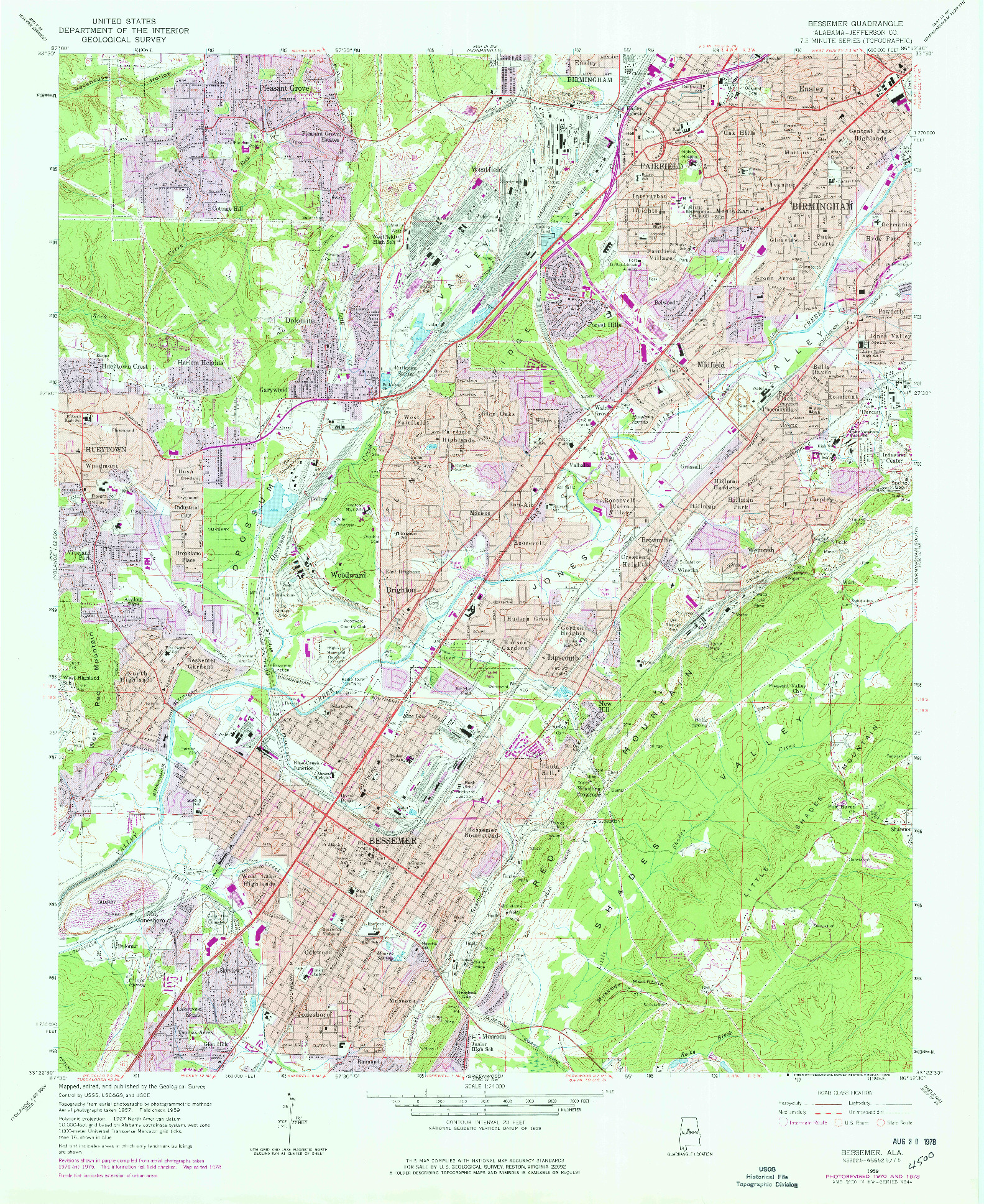 USGS 1:24000-SCALE QUADRANGLE FOR BESSEMER, AL 1959
