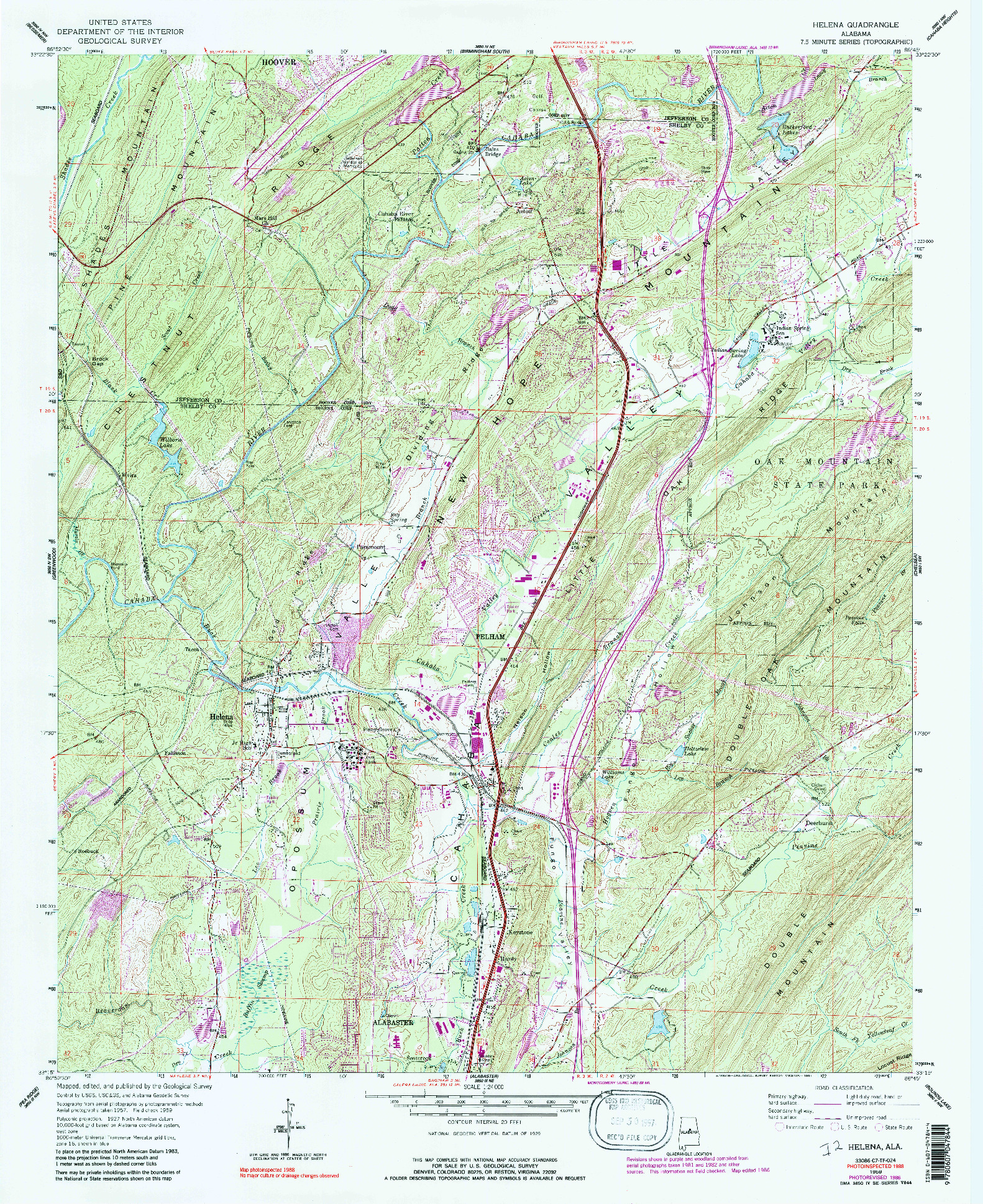 USGS 1:24000-SCALE QUADRANGLE FOR HELENA, AL 1959