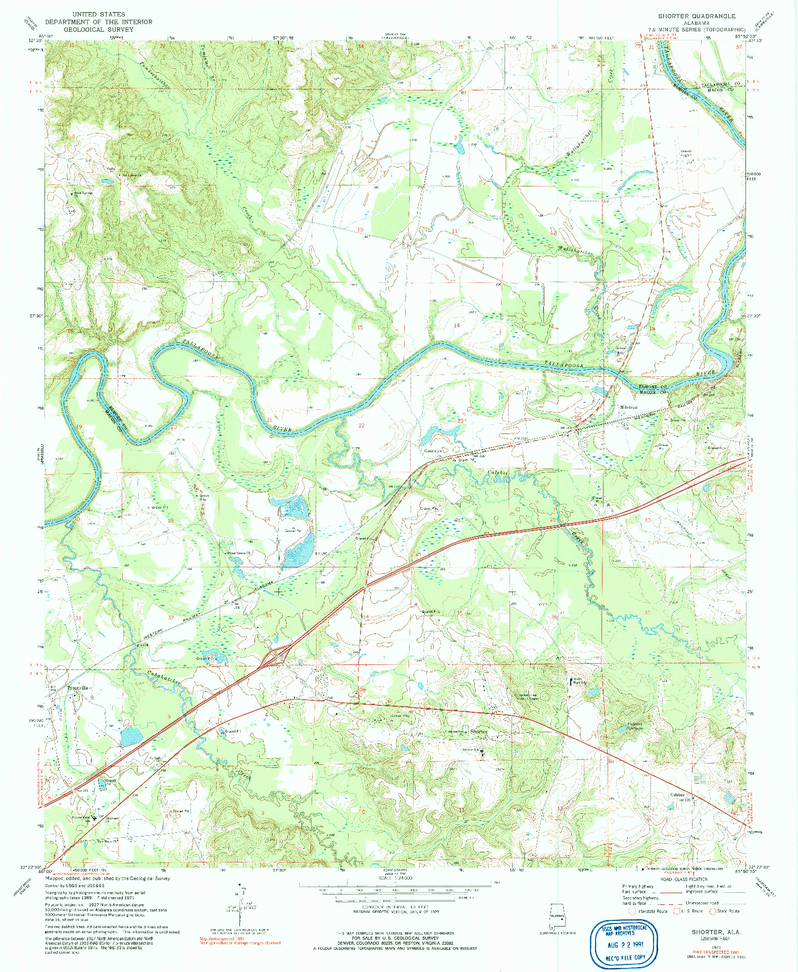 USGS 1:24000-SCALE QUADRANGLE FOR SHORTER, AL 1971
