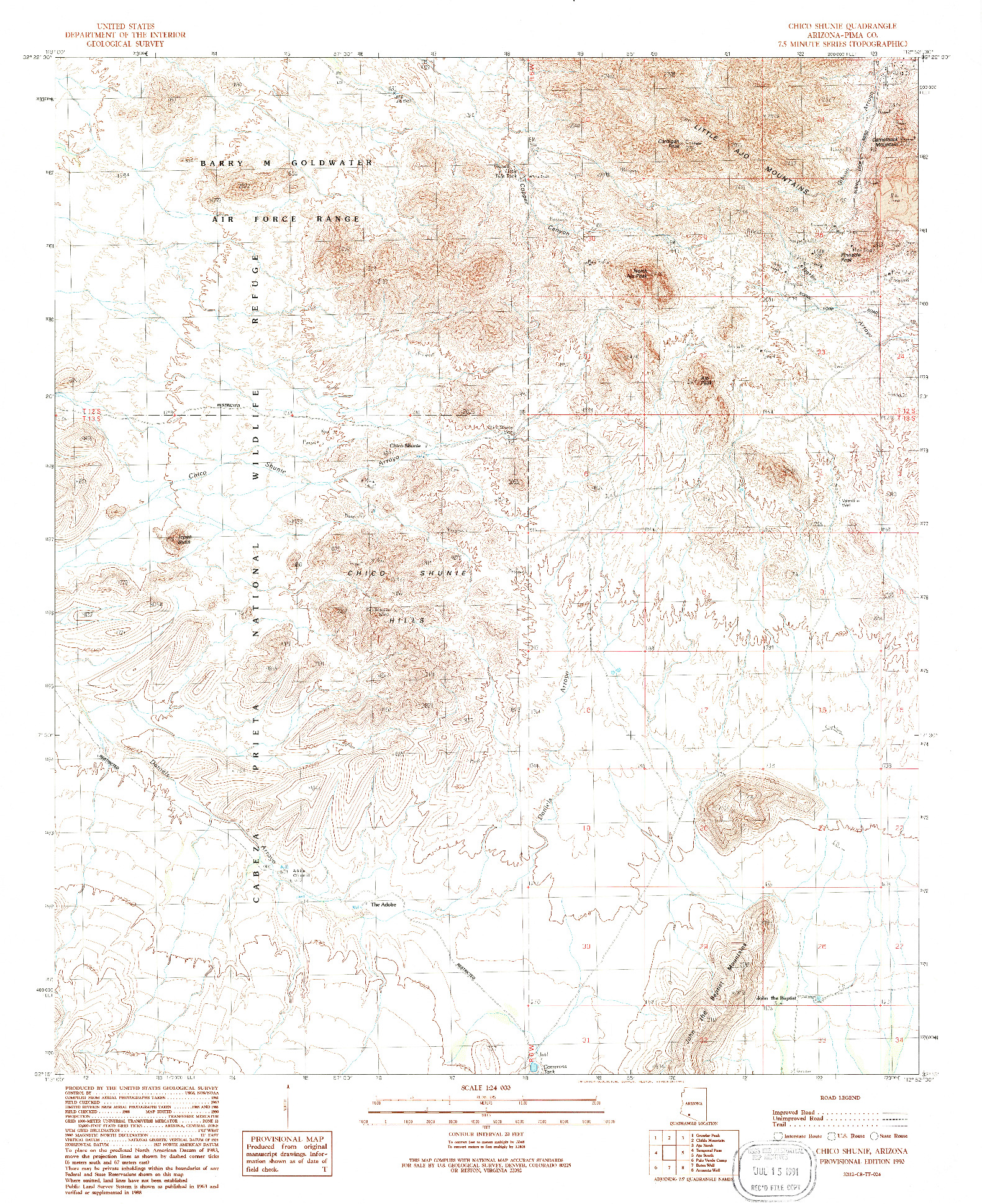 USGS 1:24000-SCALE QUADRANGLE FOR CHICO SHUNIE, AZ 1990