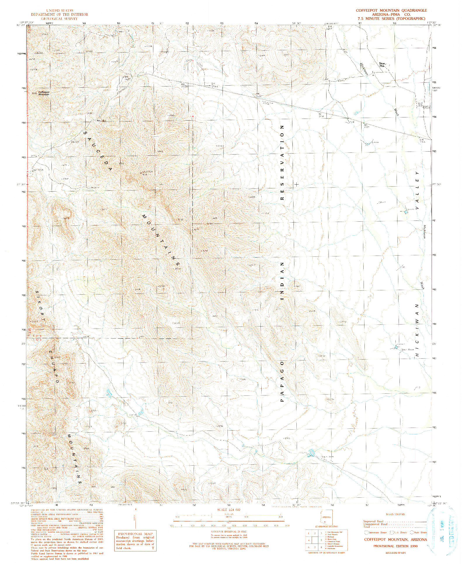 USGS 1:24000-SCALE QUADRANGLE FOR COFFEEPOT MOUNTAIN, AZ 1990