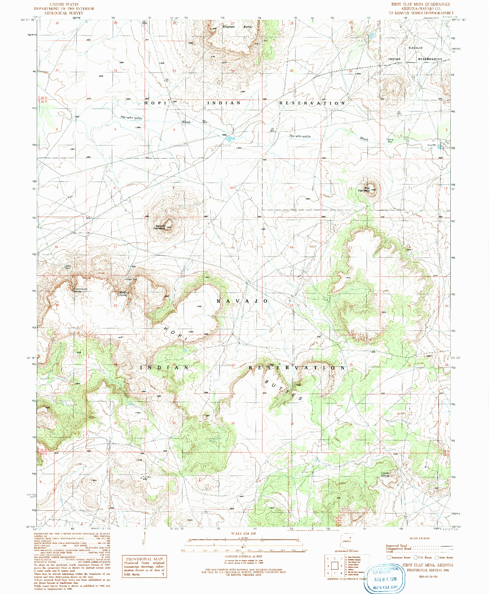 USGS 1:24000-SCALE QUADRANGLE FOR FIRST FLAT MESA, AZ 1991