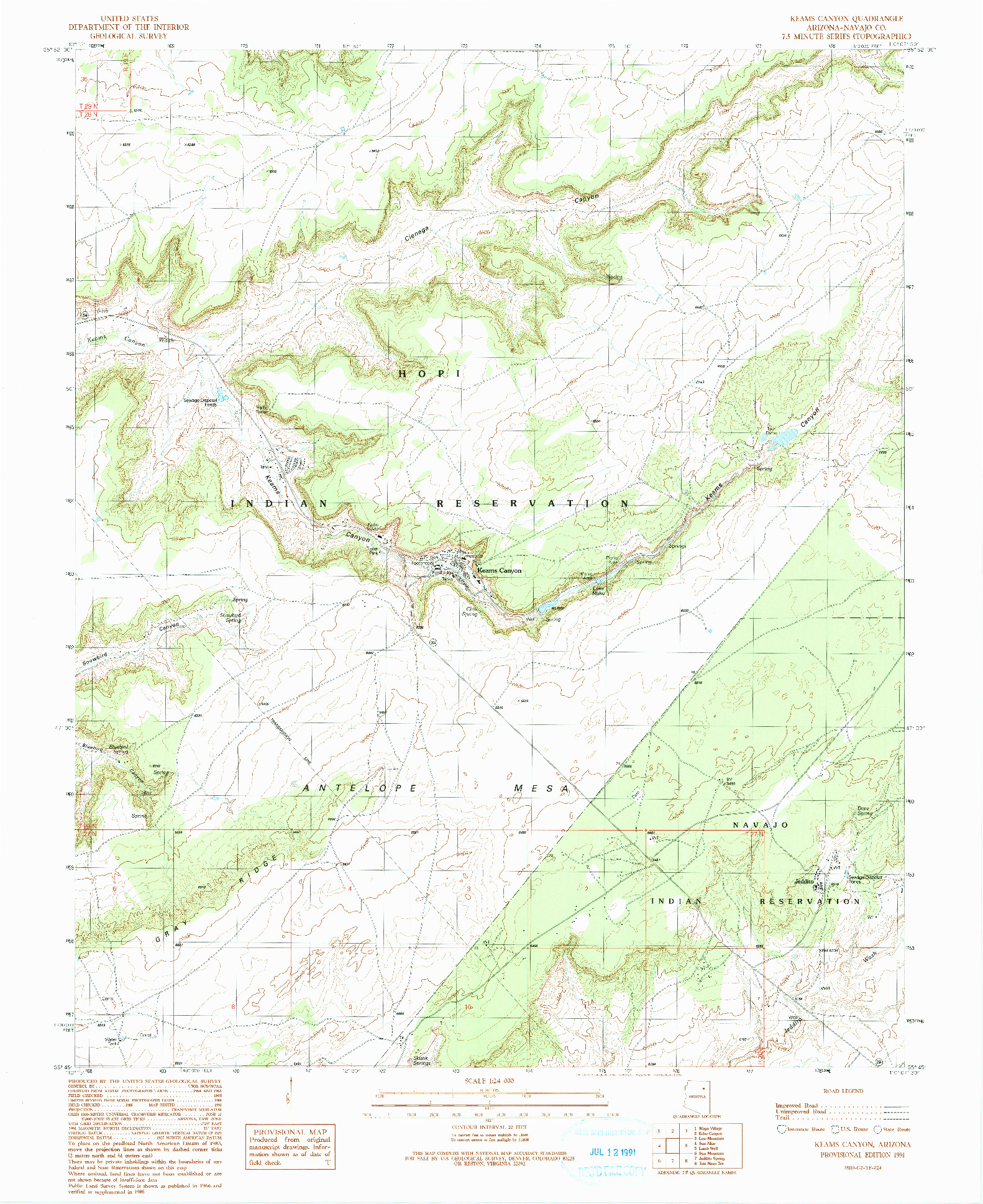 USGS 1:24000-SCALE QUADRANGLE FOR KEAMS CANYON, AZ 1991