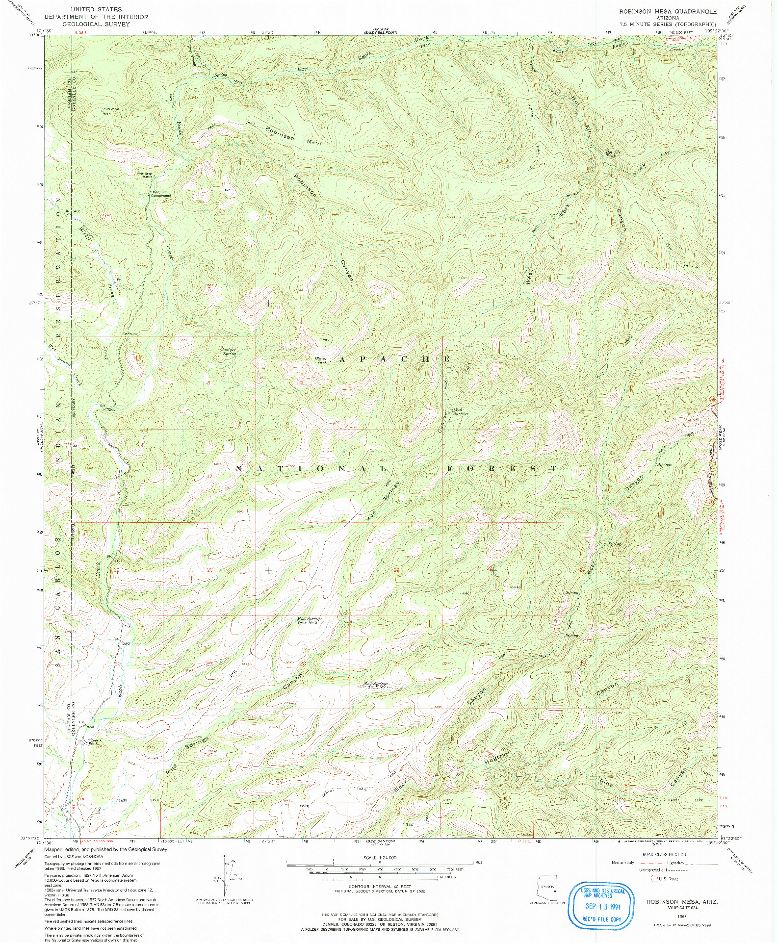 USGS 1:24000-SCALE QUADRANGLE FOR ROBINSON MESA, AZ 1967