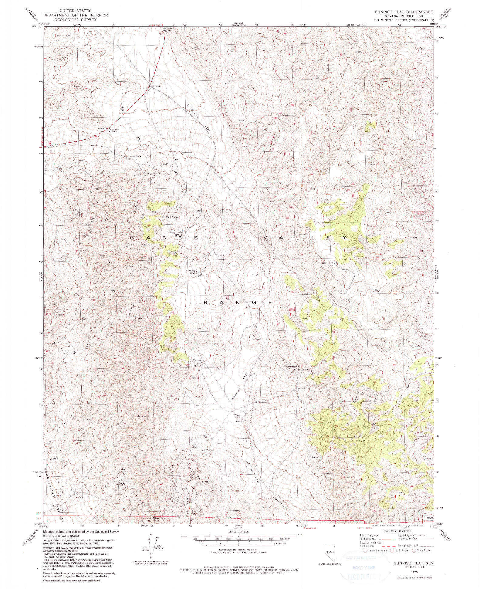 USGS 1:24000-SCALE QUADRANGLE FOR SUNRISE FLAT, NV 1979