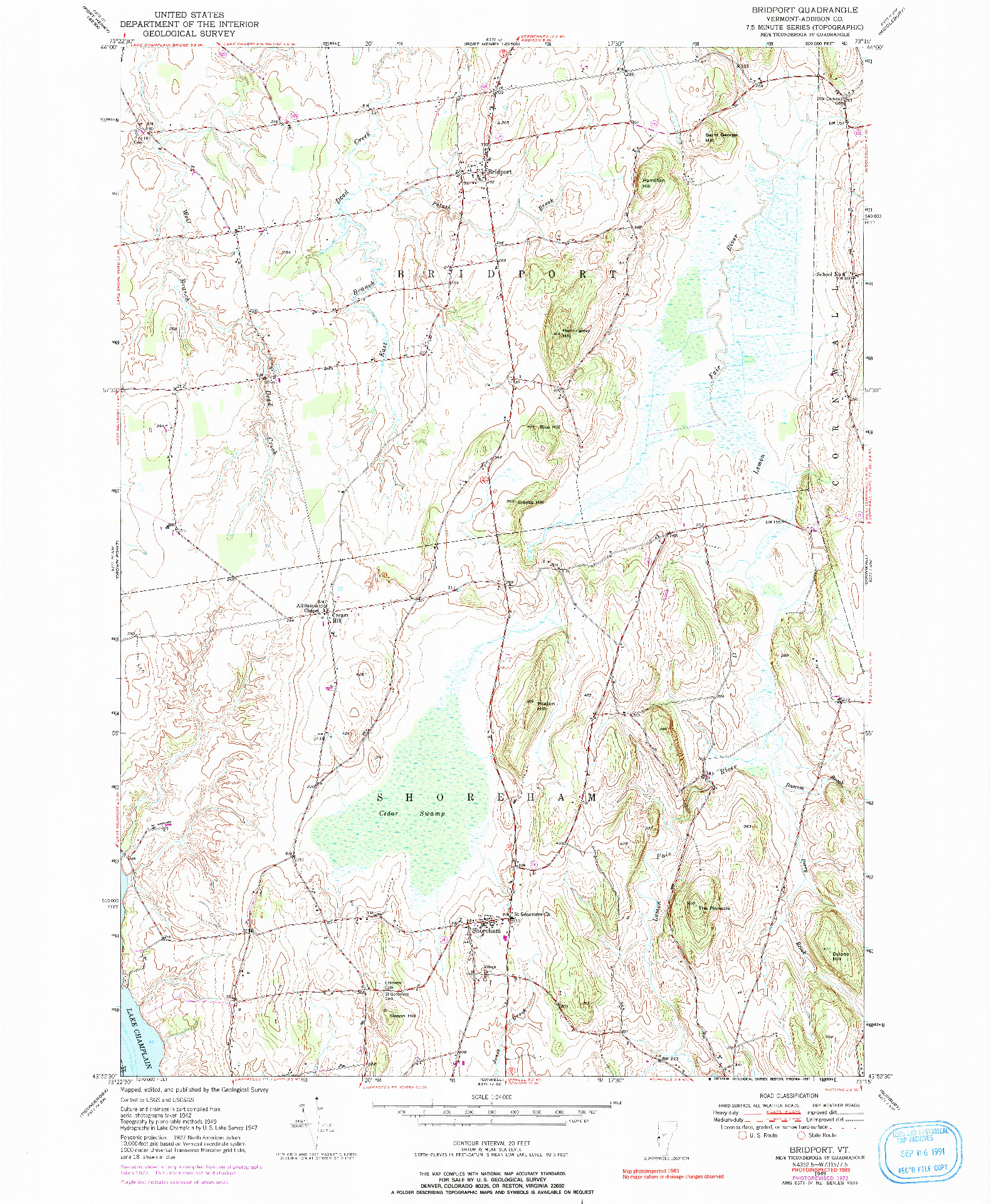 USGS 1:24000-SCALE QUADRANGLE FOR BRIDPORT, VT 1949