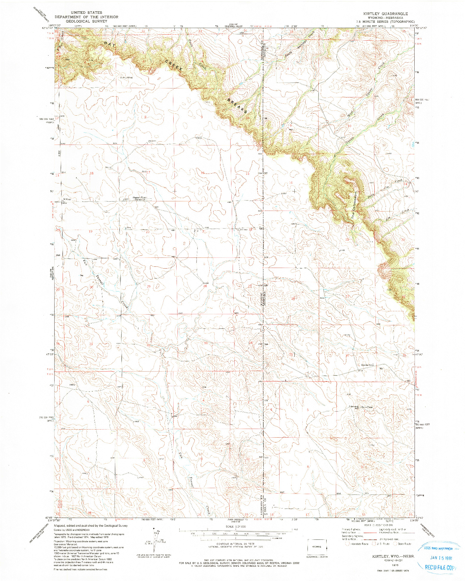 USGS 1:24000-SCALE QUADRANGLE FOR KIRTLEY, WY 1978