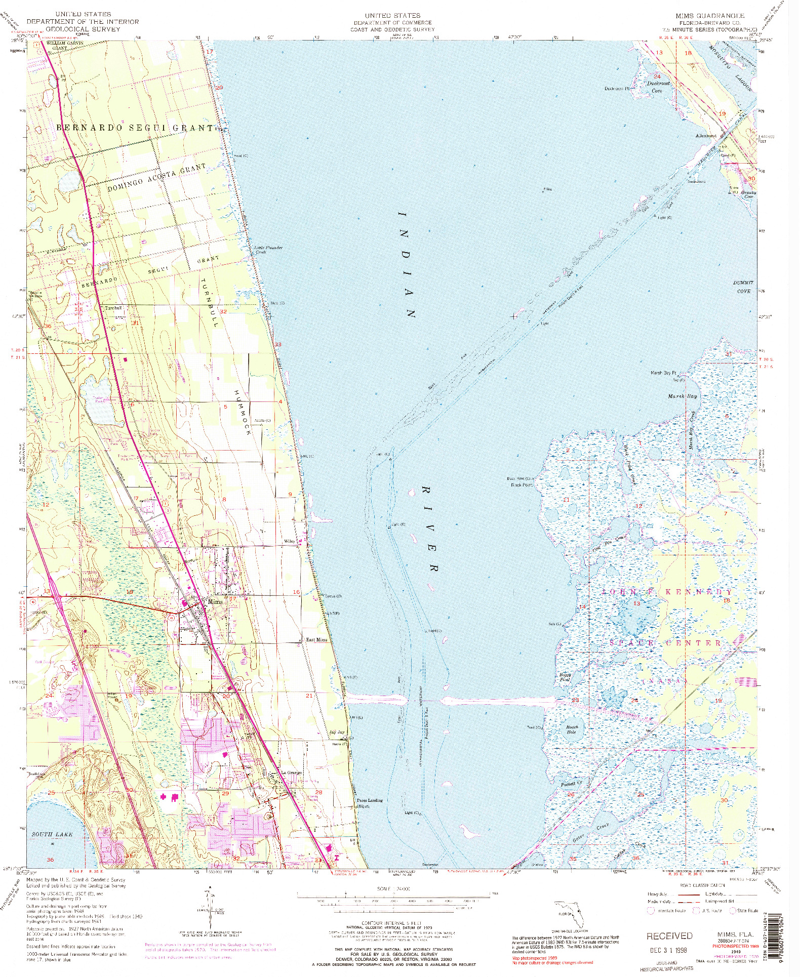 USGS 1:24000-SCALE QUADRANGLE FOR MIMS, FL 1949