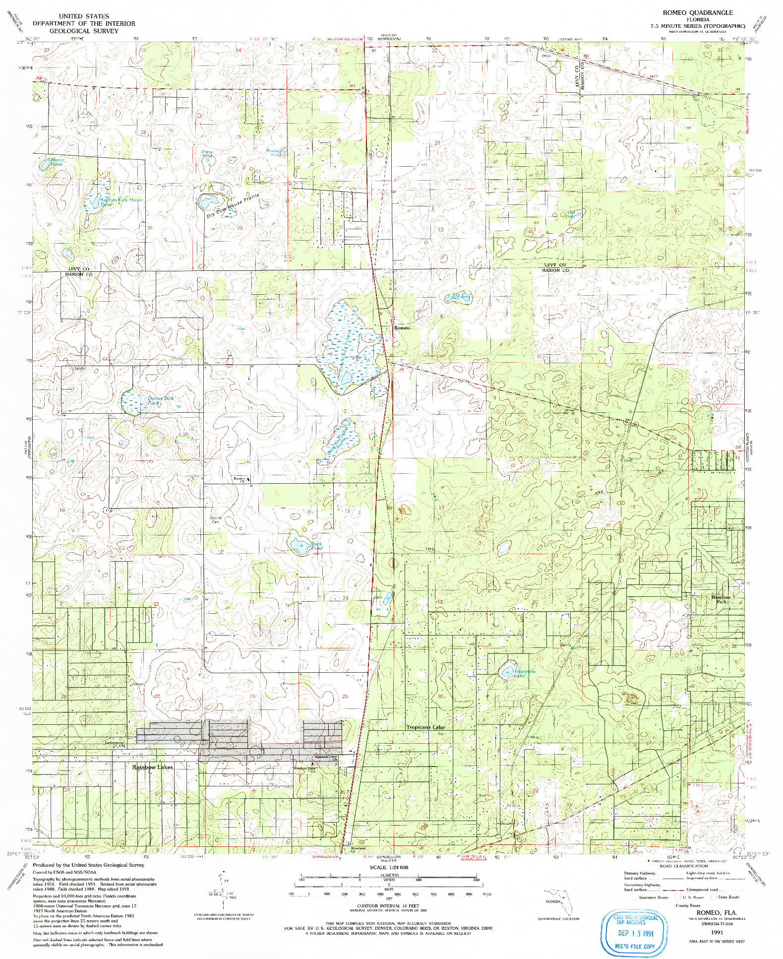 USGS 1:24000-SCALE QUADRANGLE FOR ROMEO, FL 1991