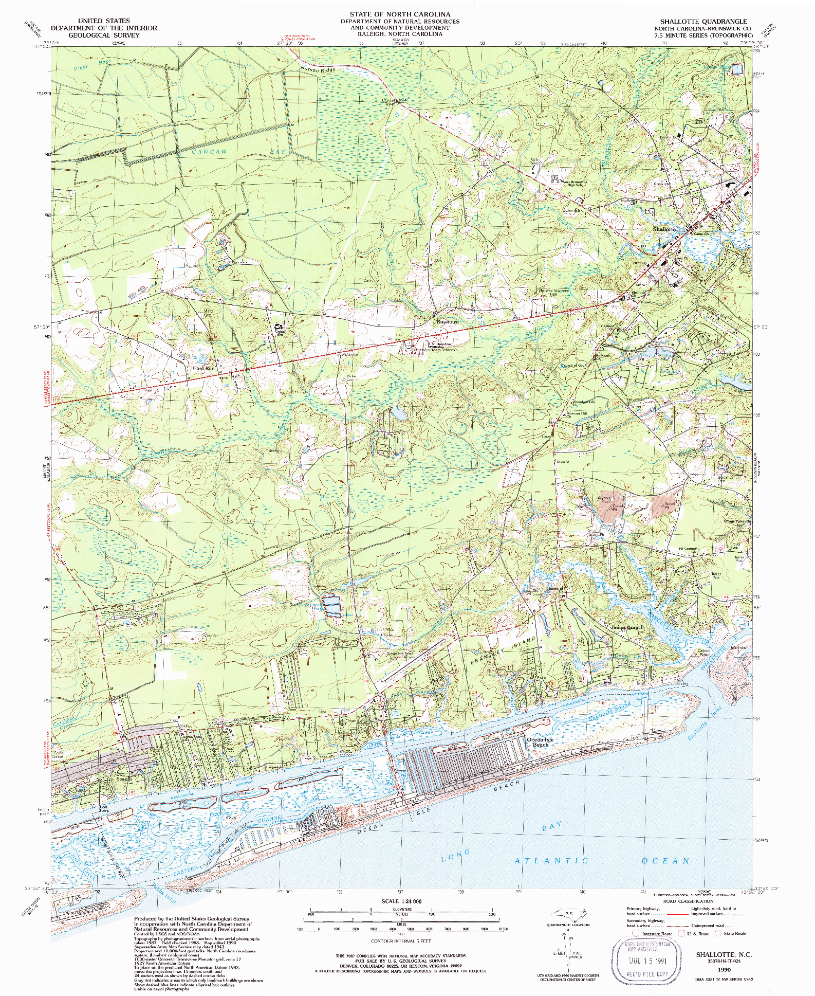 USGS 1:24000-SCALE QUADRANGLE FOR SHALLOTTE, NC 1990