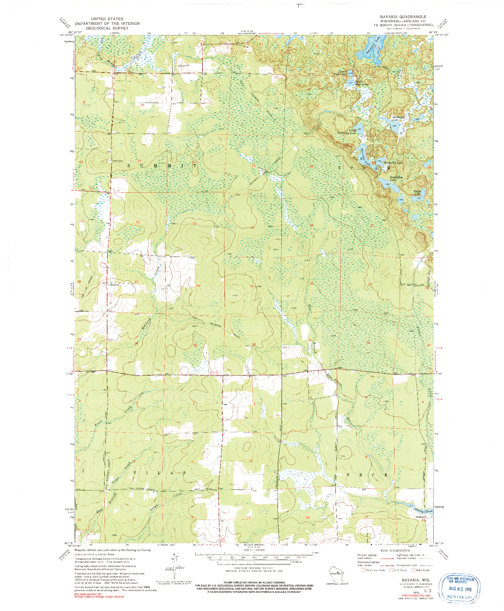 USGS 1:24000-SCALE QUADRANGLE FOR BAVARIA, WI 1973