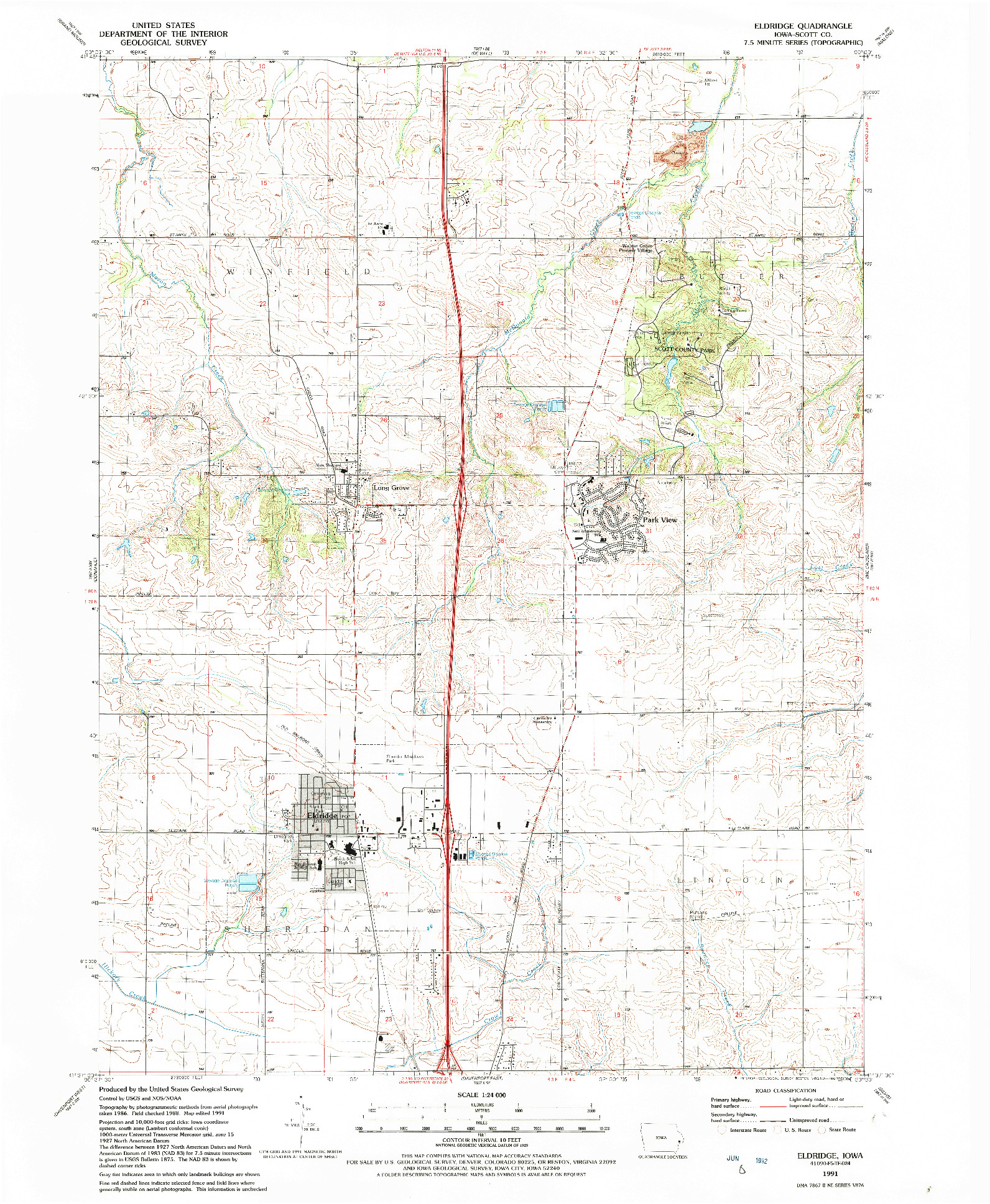 USGS 1:24000-SCALE QUADRANGLE FOR ELDRIDGE, IA 1991