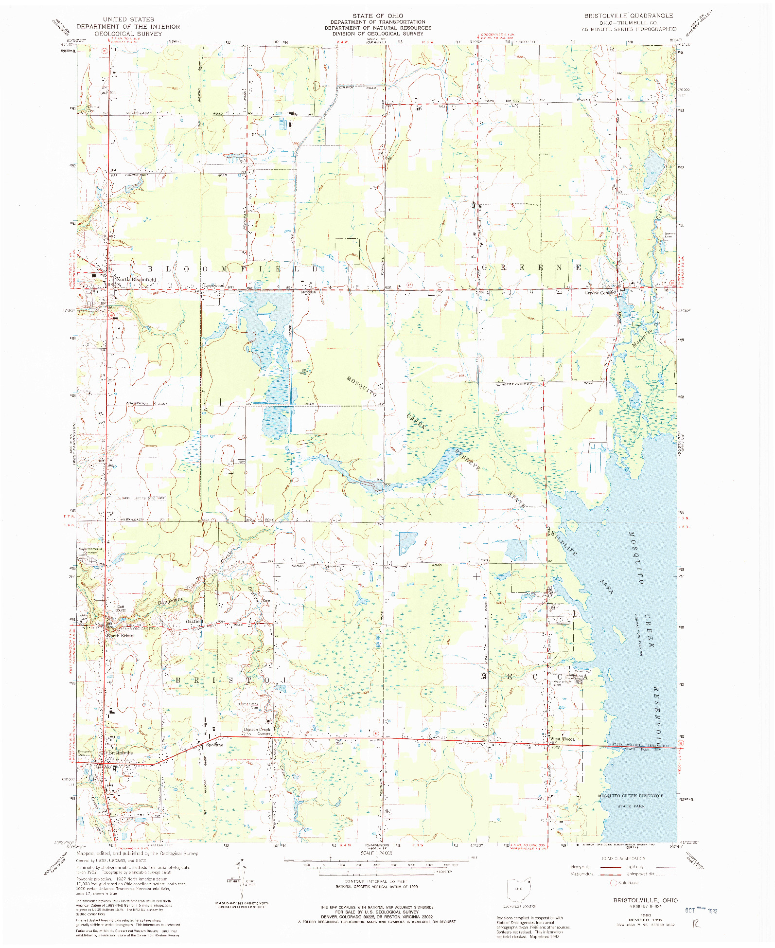 USGS 1:24000-SCALE QUADRANGLE FOR BRISTOLVILLE, OH 1960