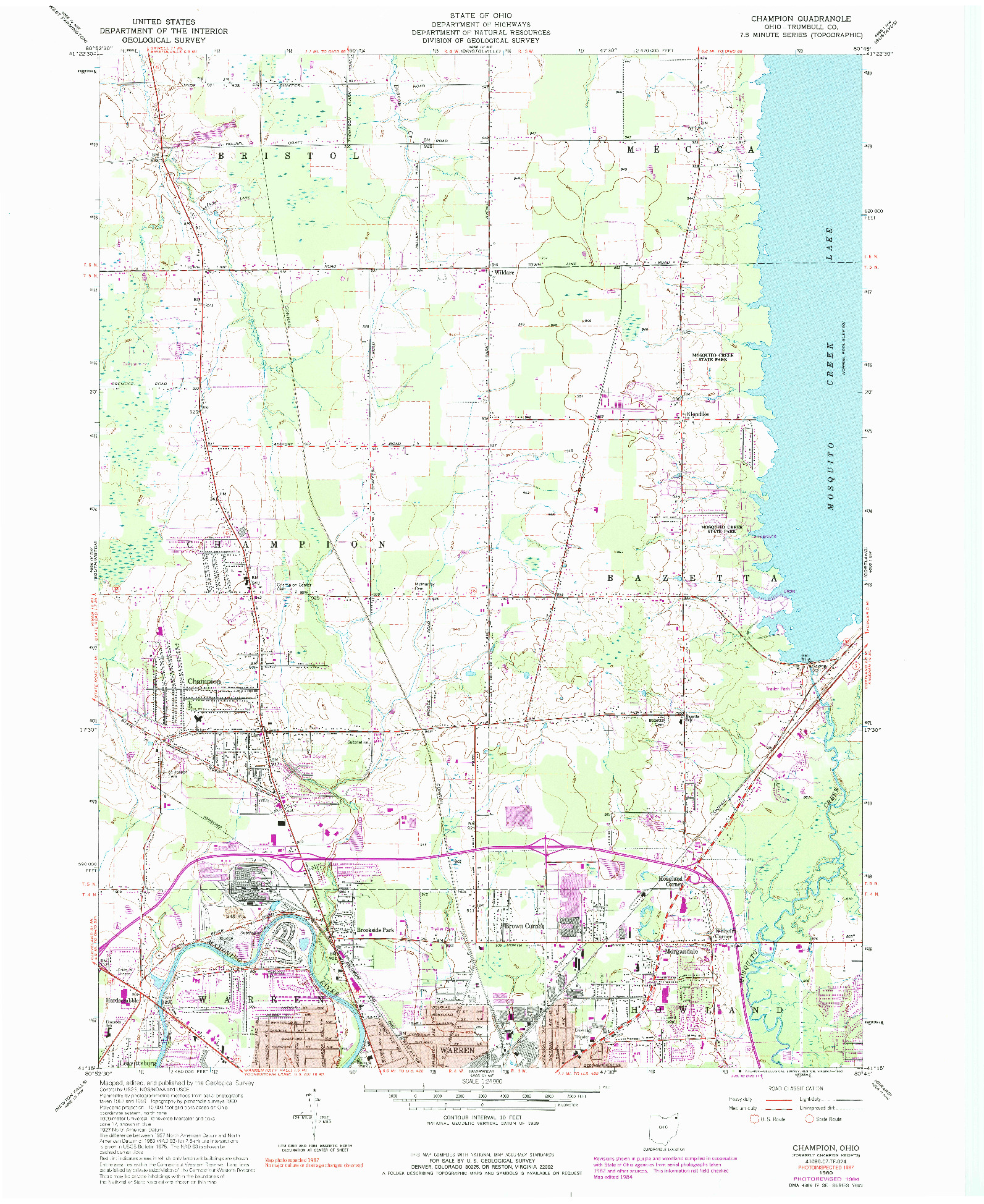 USGS 1:24000-SCALE QUADRANGLE FOR CHAMPION, OH 1960