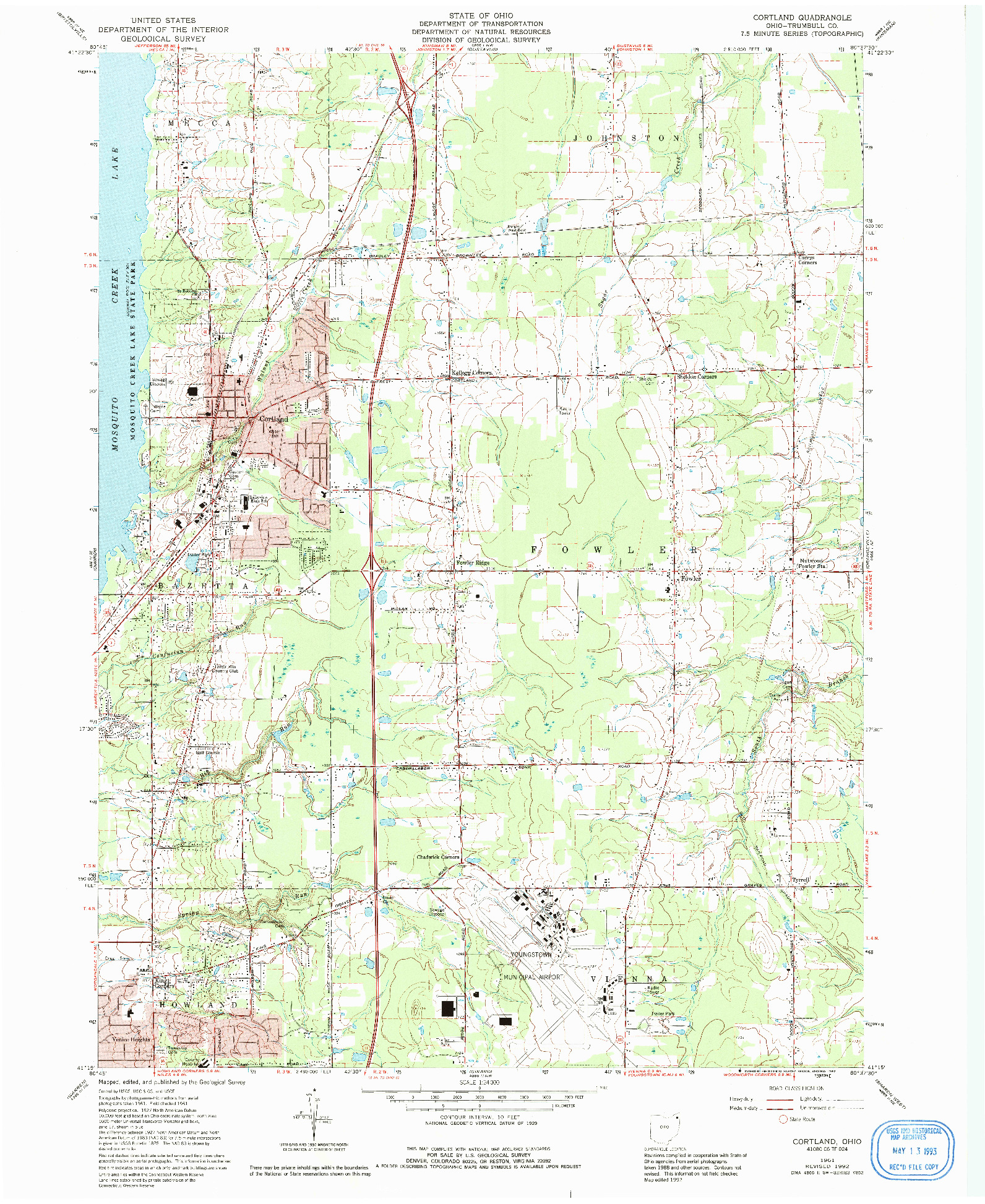 USGS 1:24000-SCALE QUADRANGLE FOR CORTLAND, OH 1961