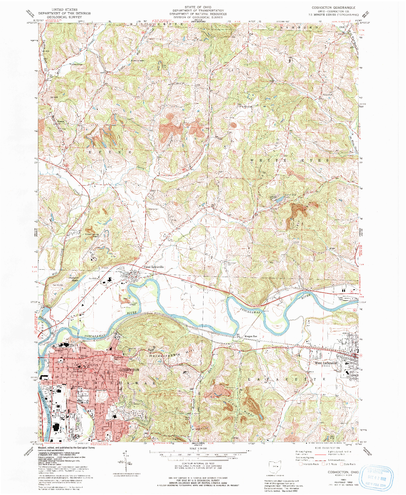 USGS 1:24000-SCALE QUADRANGLE FOR COSHOCTON, OH 1961