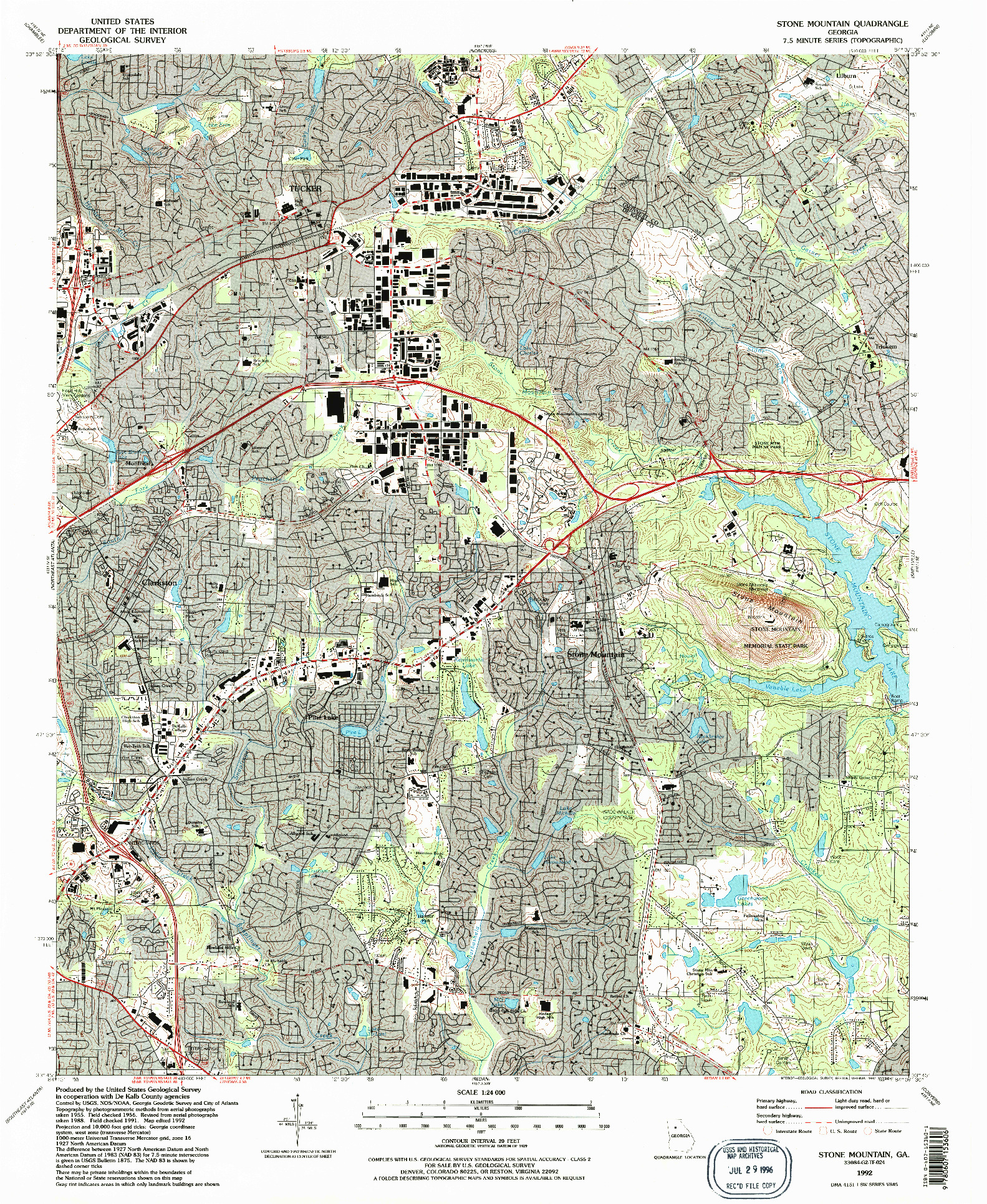 USGS 1:24000-SCALE QUADRANGLE FOR STONE MOUNTAIN, GA 1992