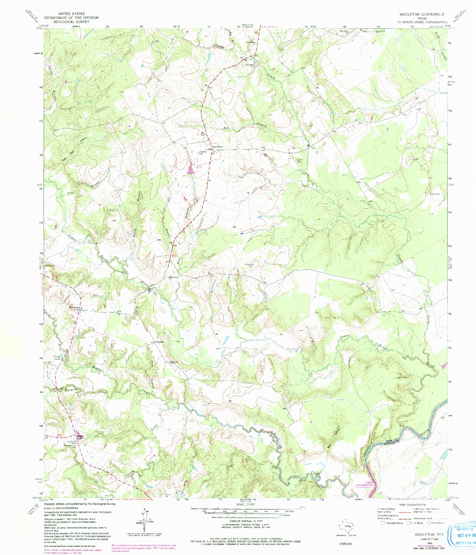 USGS 1:24000-SCALE QUADRANGLE FOR MIDDLETON, TX 1964