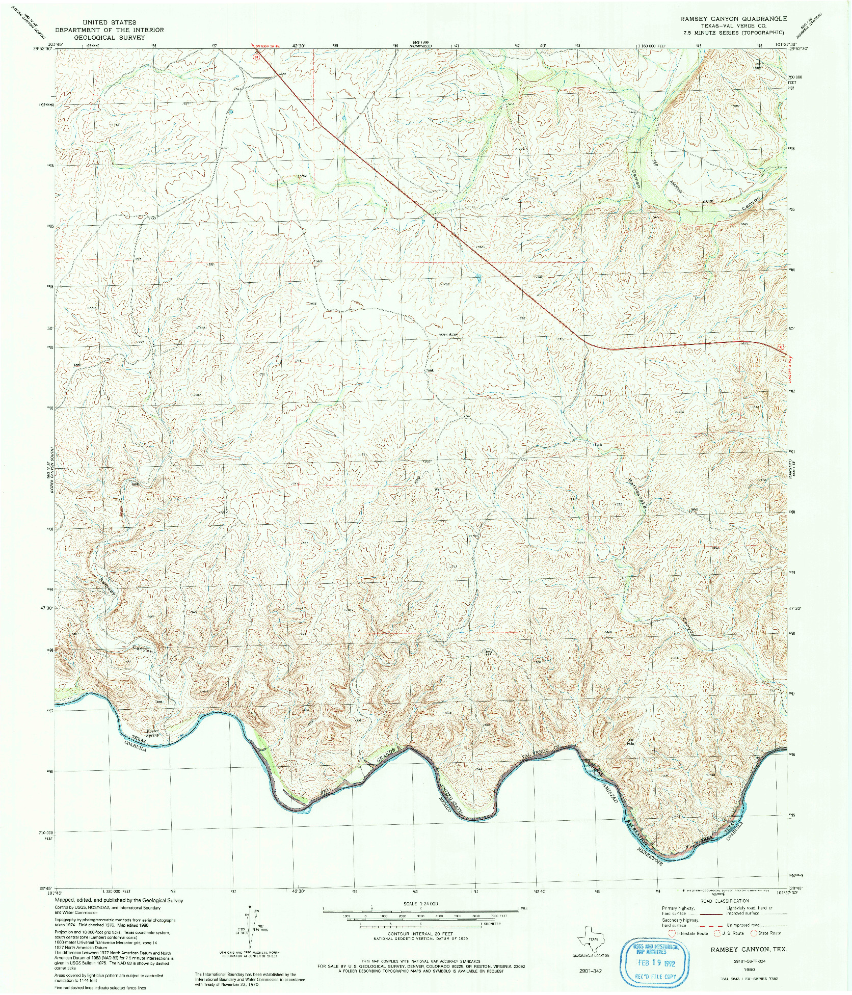 USGS 1:24000-SCALE QUADRANGLE FOR RAMSEY CANYON, TX 1980