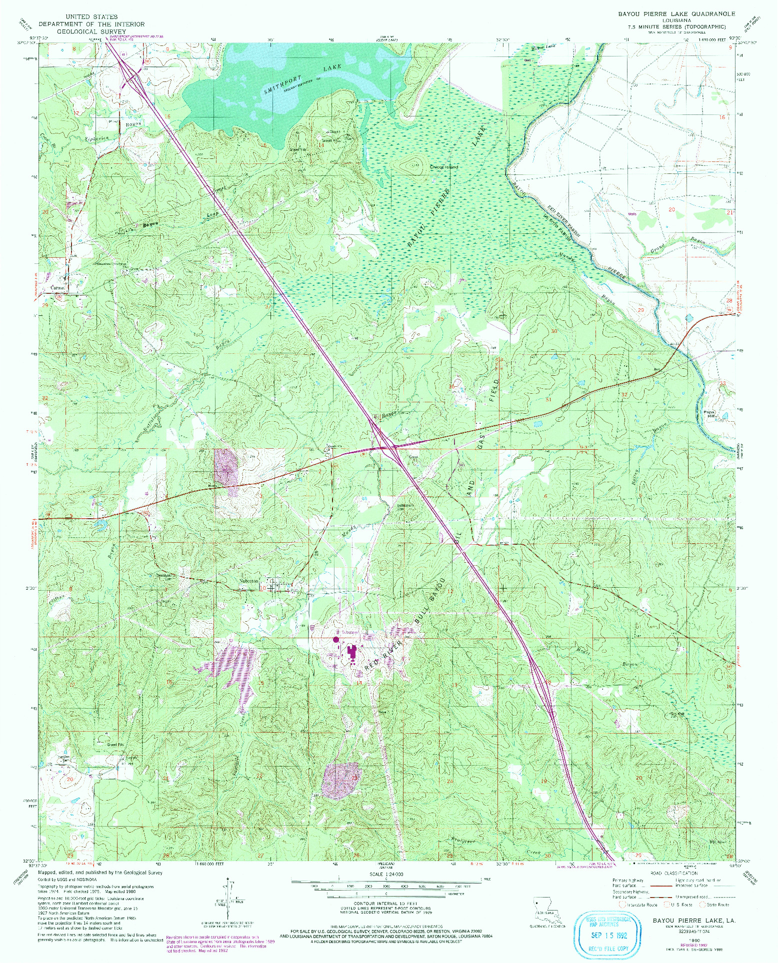 USGS 1:24000-SCALE QUADRANGLE FOR BAYOU PIERRE LAKE, LA 1980