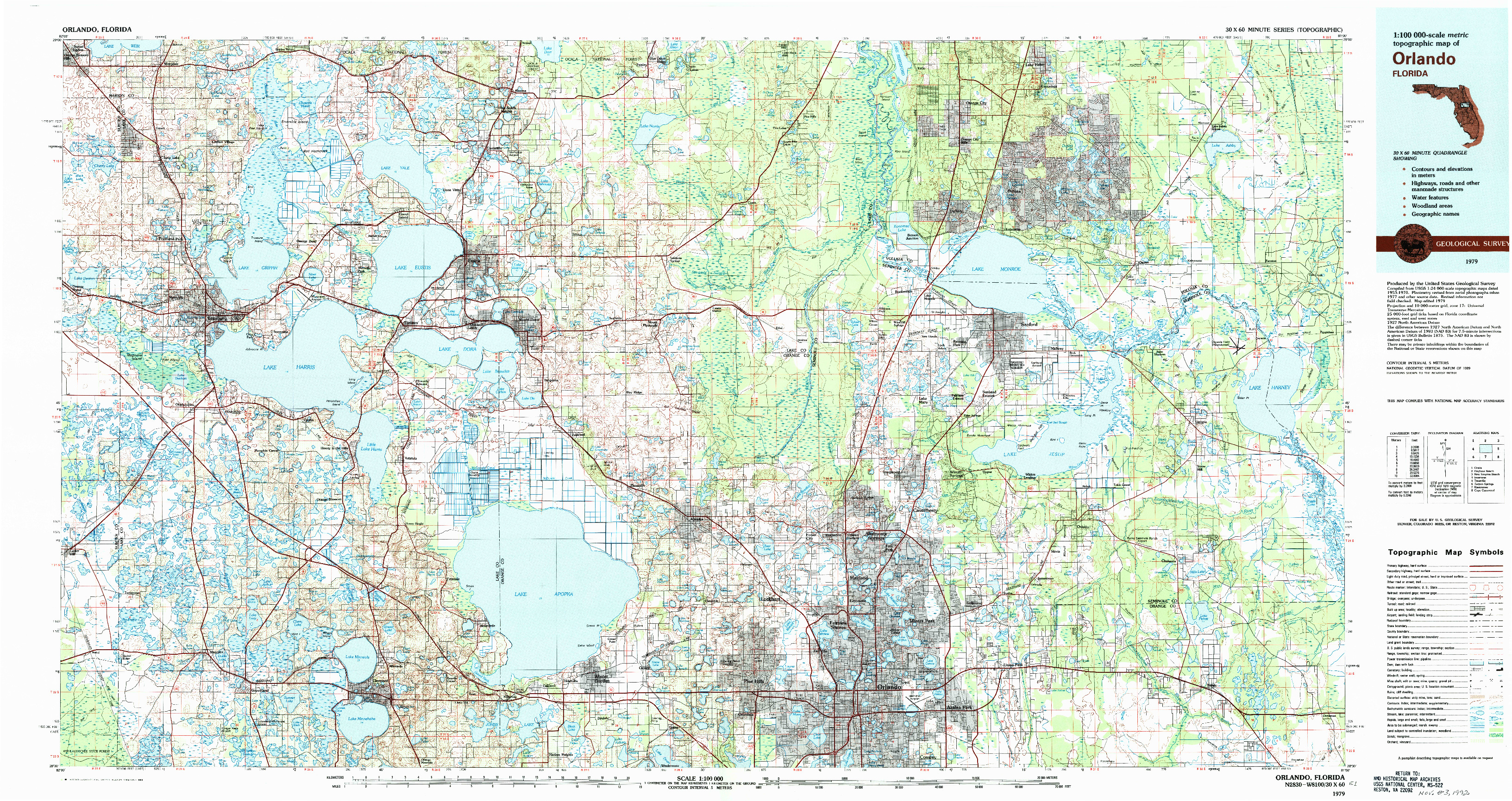 USGS 1:100000-SCALE QUADRANGLE FOR ORLANDO, FL 1979