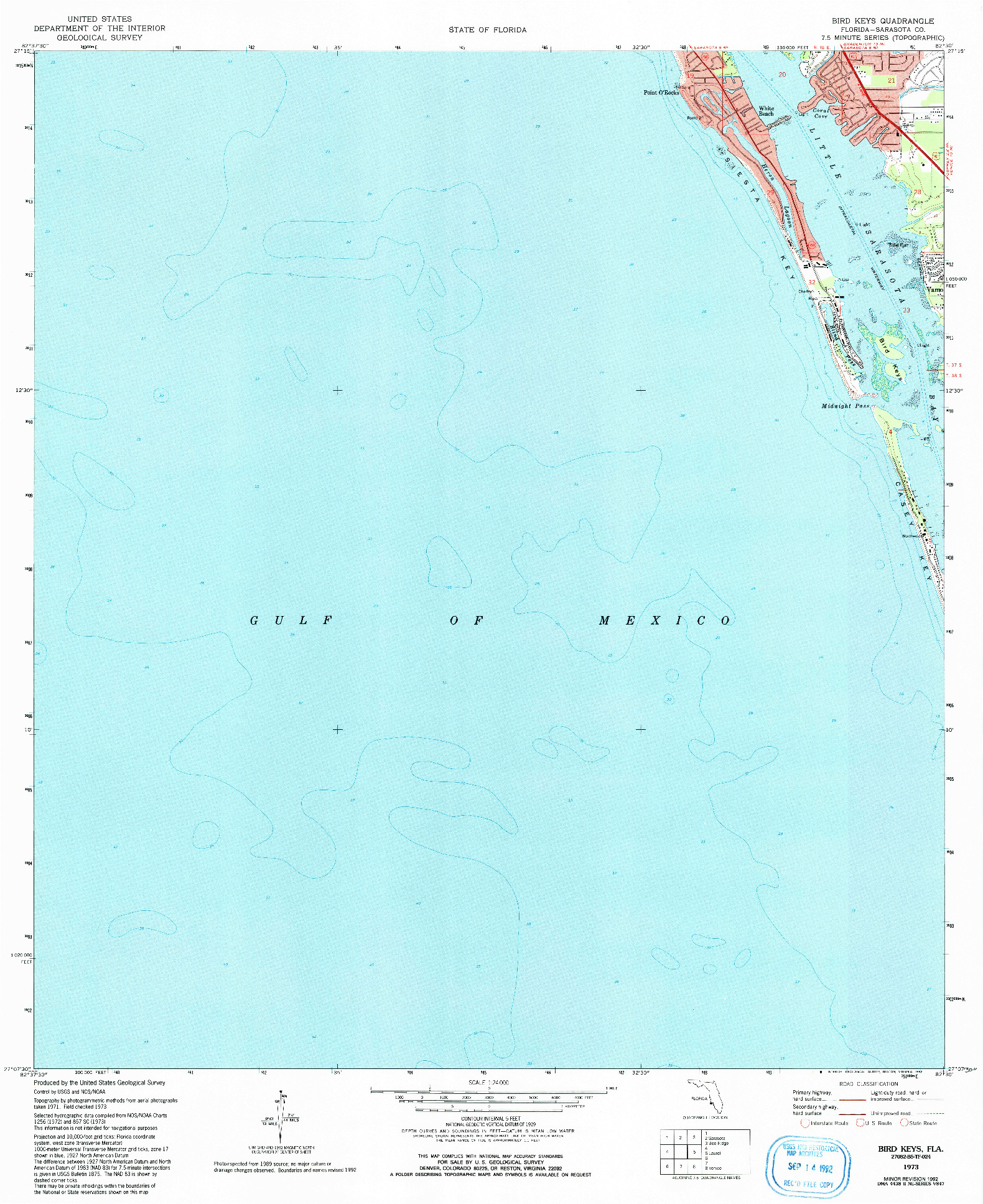 USGS 1:24000-SCALE QUADRANGLE FOR BIRD KEYS, FL 1973