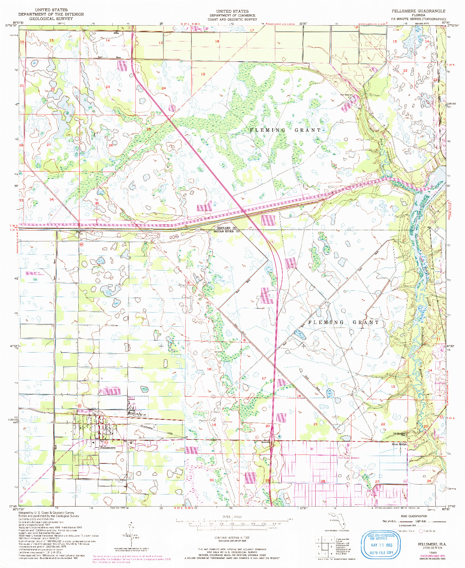 USGS 1:24000-SCALE QUADRANGLE FOR FELLSMERE, FL 1949