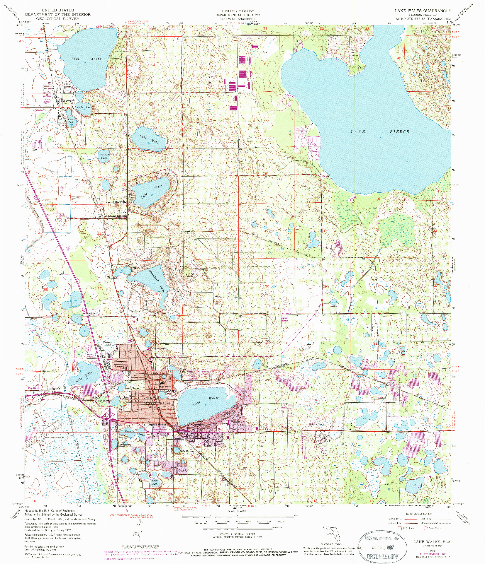 USGS 1:24000-SCALE QUADRANGLE FOR LAKE WALES, FL 1952