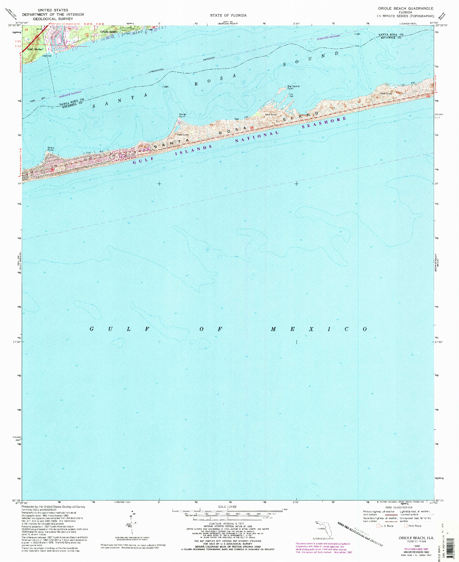 USGS 1:24000-SCALE QUADRANGLE FOR ORIOLE BEACH, FL 1969