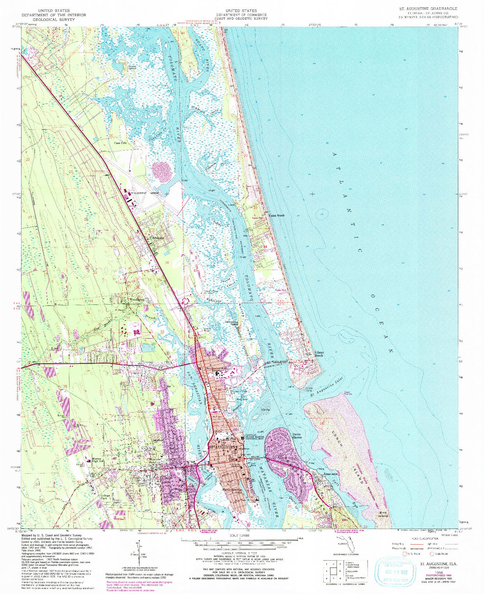USGS 1:24000-SCALE QUADRANGLE FOR ST. AUGUSTINE, FL 1956