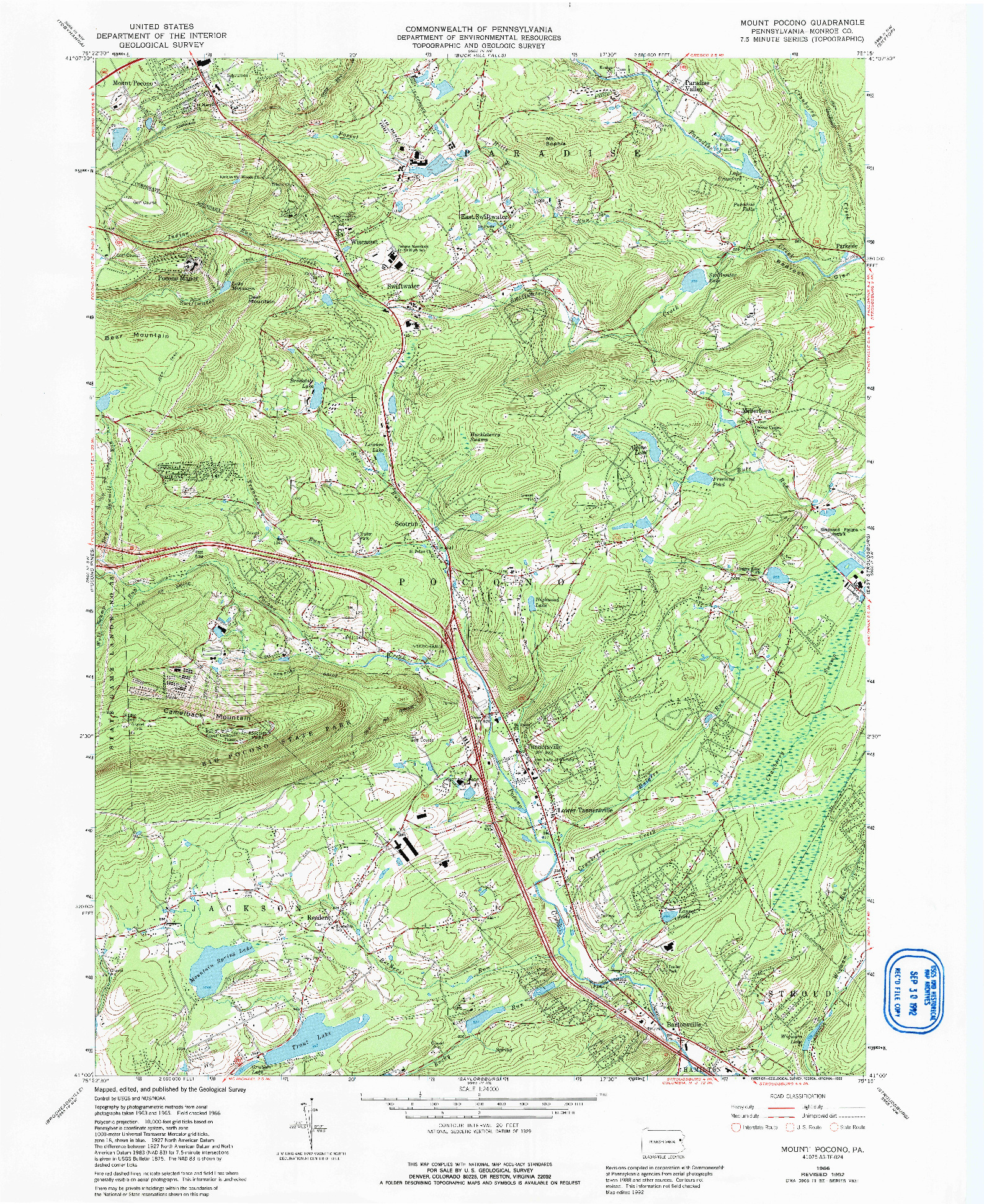 USGS 1:24000-SCALE QUADRANGLE FOR MOUNT POCONO, PA 1966