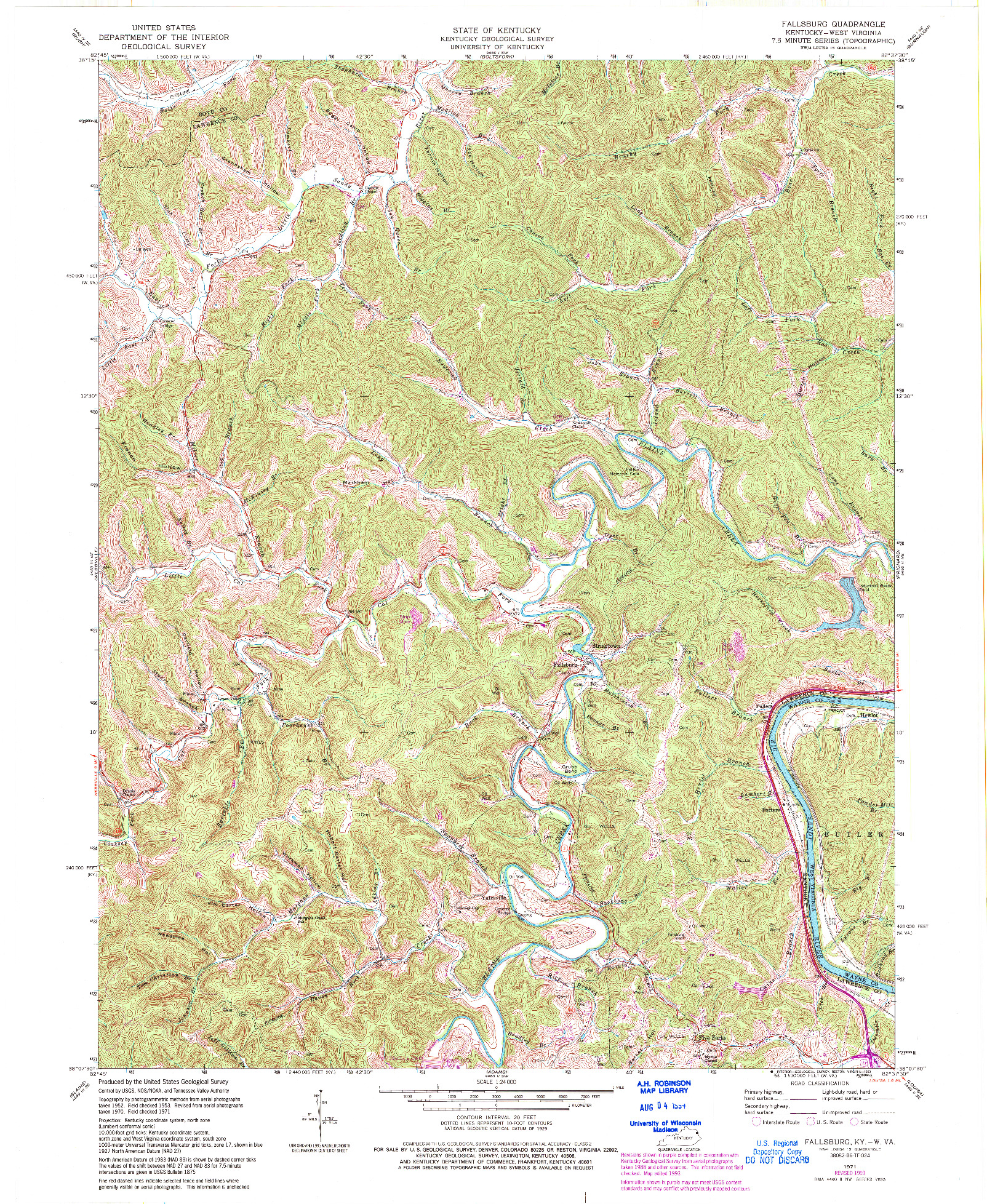 USGS 1:24000-SCALE QUADRANGLE FOR FALLSBURG, KY 1971