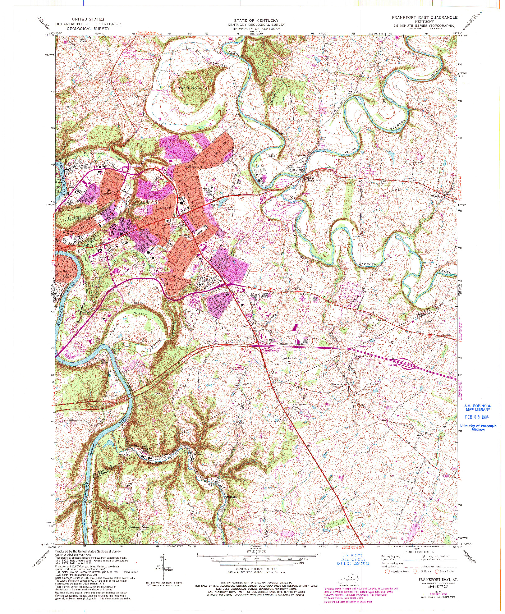 USGS 1:24000-SCALE QUADRANGLE FOR FRANKFORT EAST, KY 1970