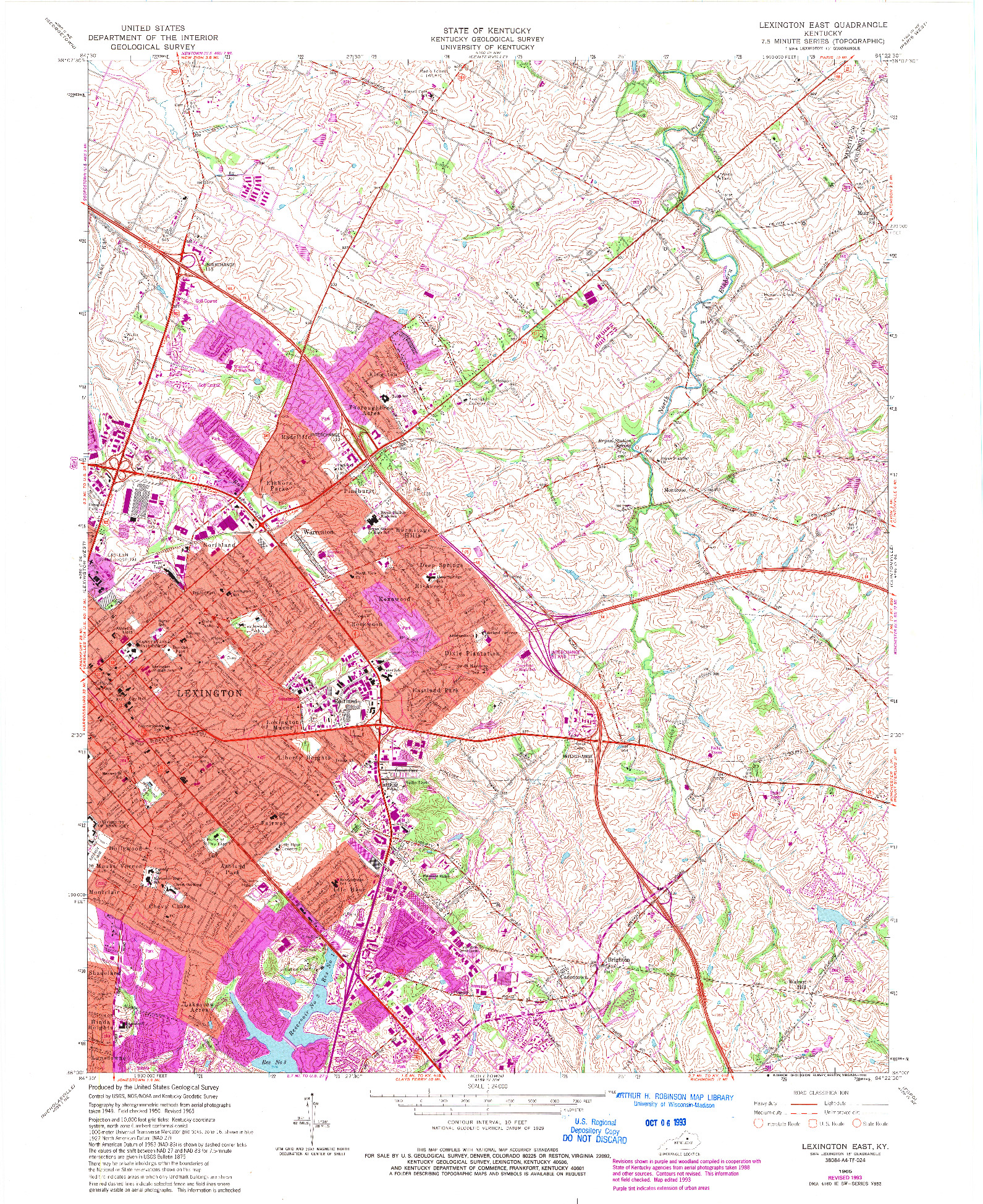 USGS 1:24000-SCALE QUADRANGLE FOR LEXINGTON EAST, KY 1965