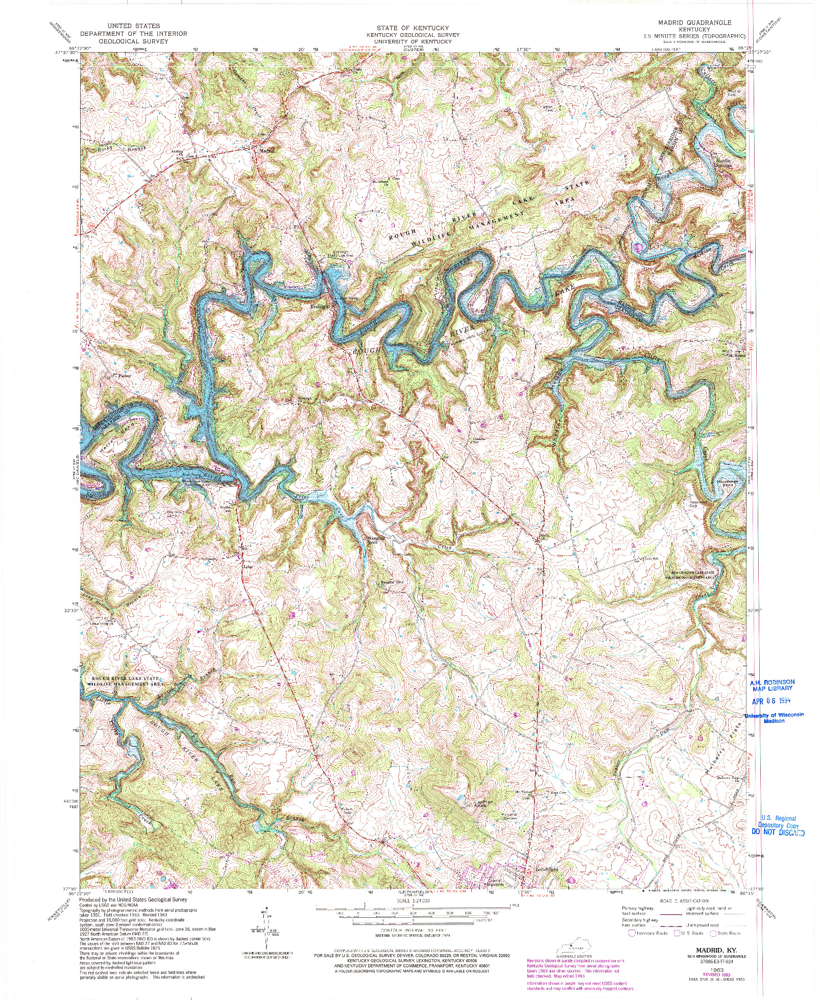 USGS 1:24000-SCALE QUADRANGLE FOR MADRID, KY 1963