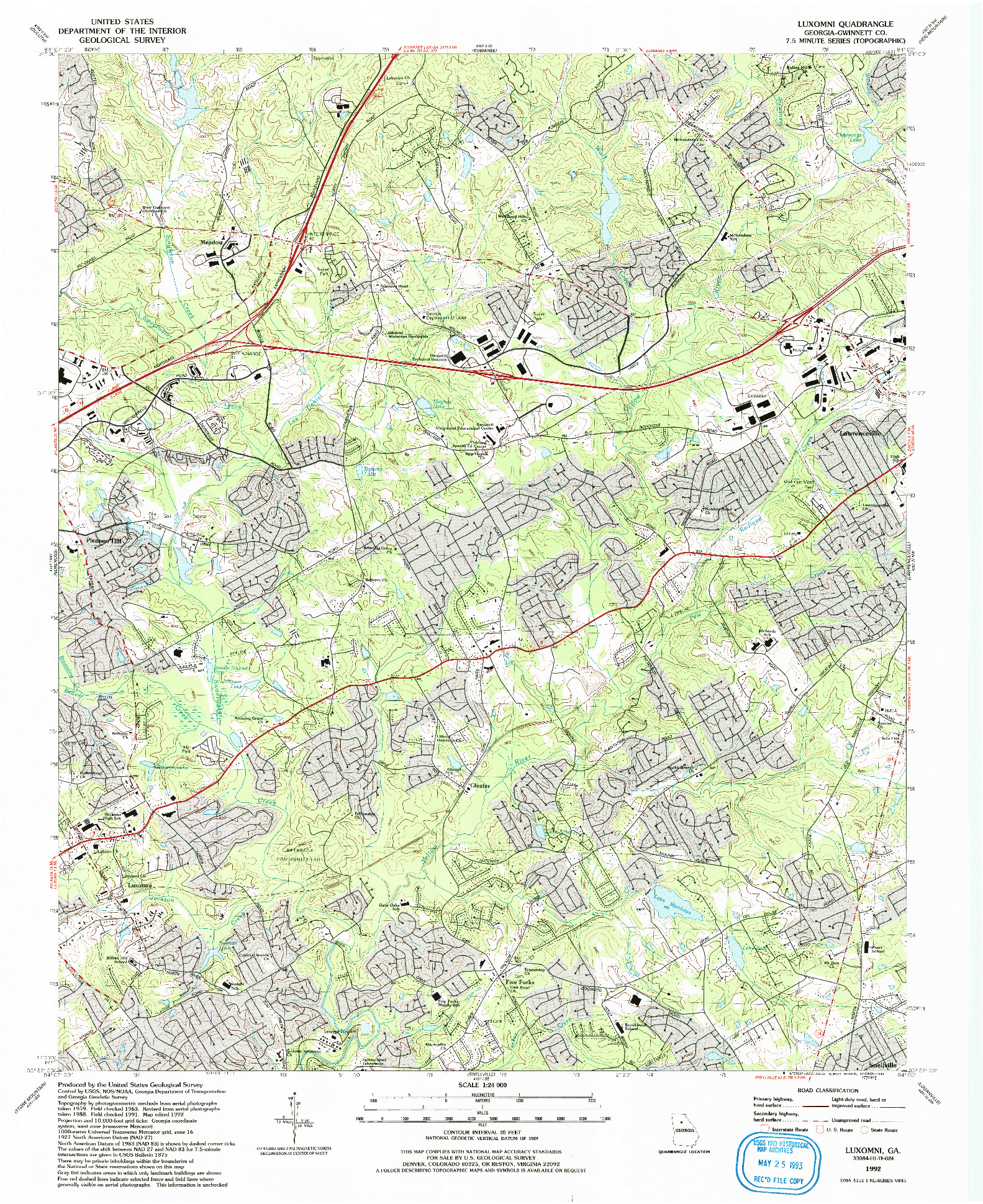 USGS 1:24000-SCALE QUADRANGLE FOR LUXOMNI, GA 1992