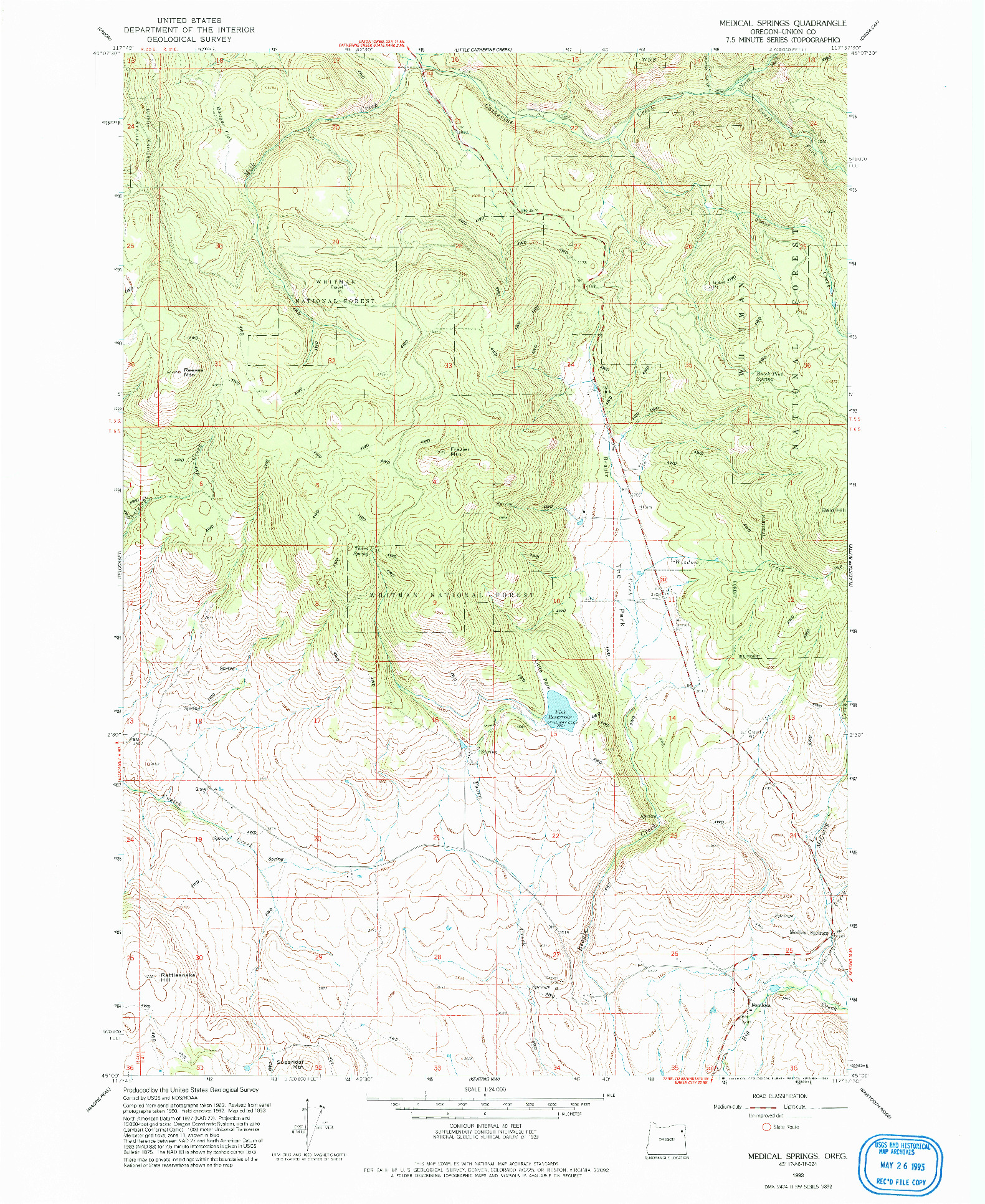 USGS 1:24000-SCALE QUADRANGLE FOR MEDICAL SPRINGS, OR 1993