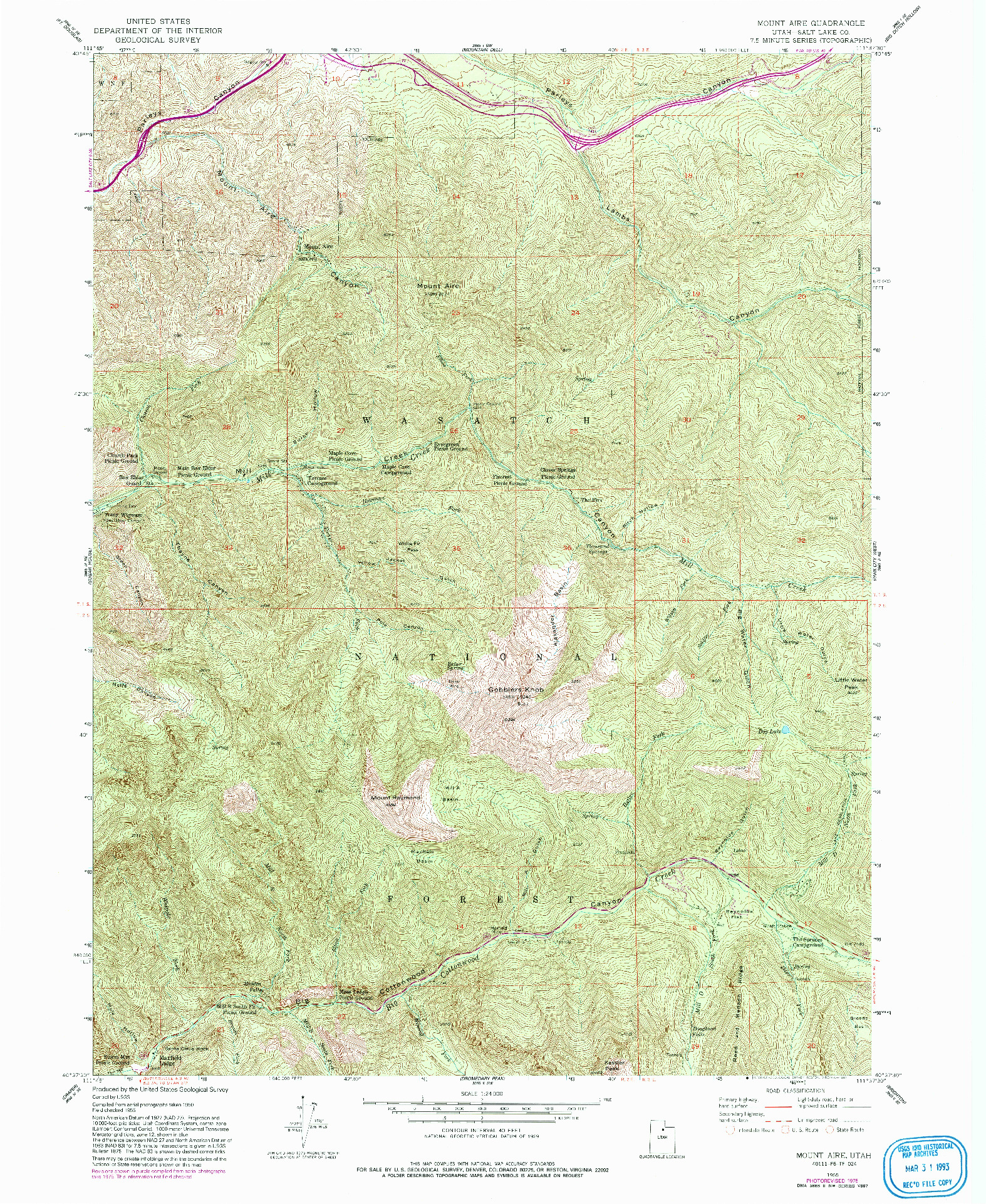 USGS 1:24000-SCALE QUADRANGLE FOR MOUNT AIRE, UT 1955