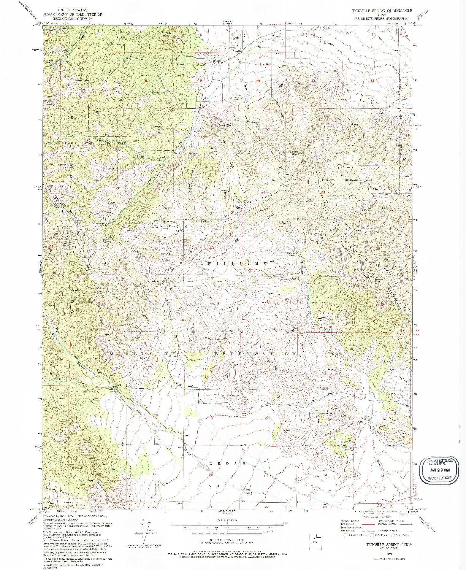 USGS 1:24000-SCALE QUADRANGLE FOR TICKVILLE SPRING, UT 1993