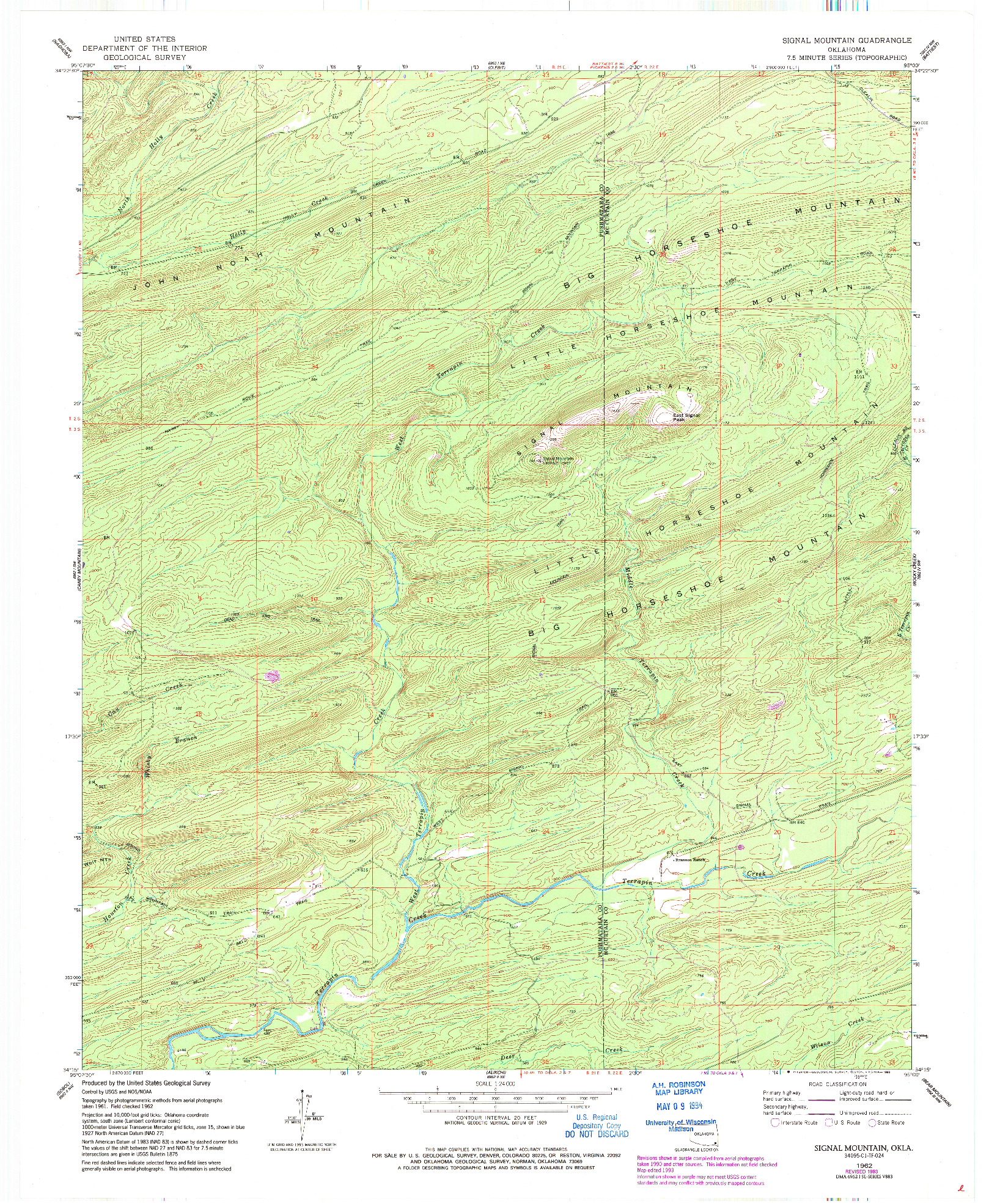 USGS 1:24000-SCALE QUADRANGLE FOR SIGNAL MOUNTAIN, OK 1962